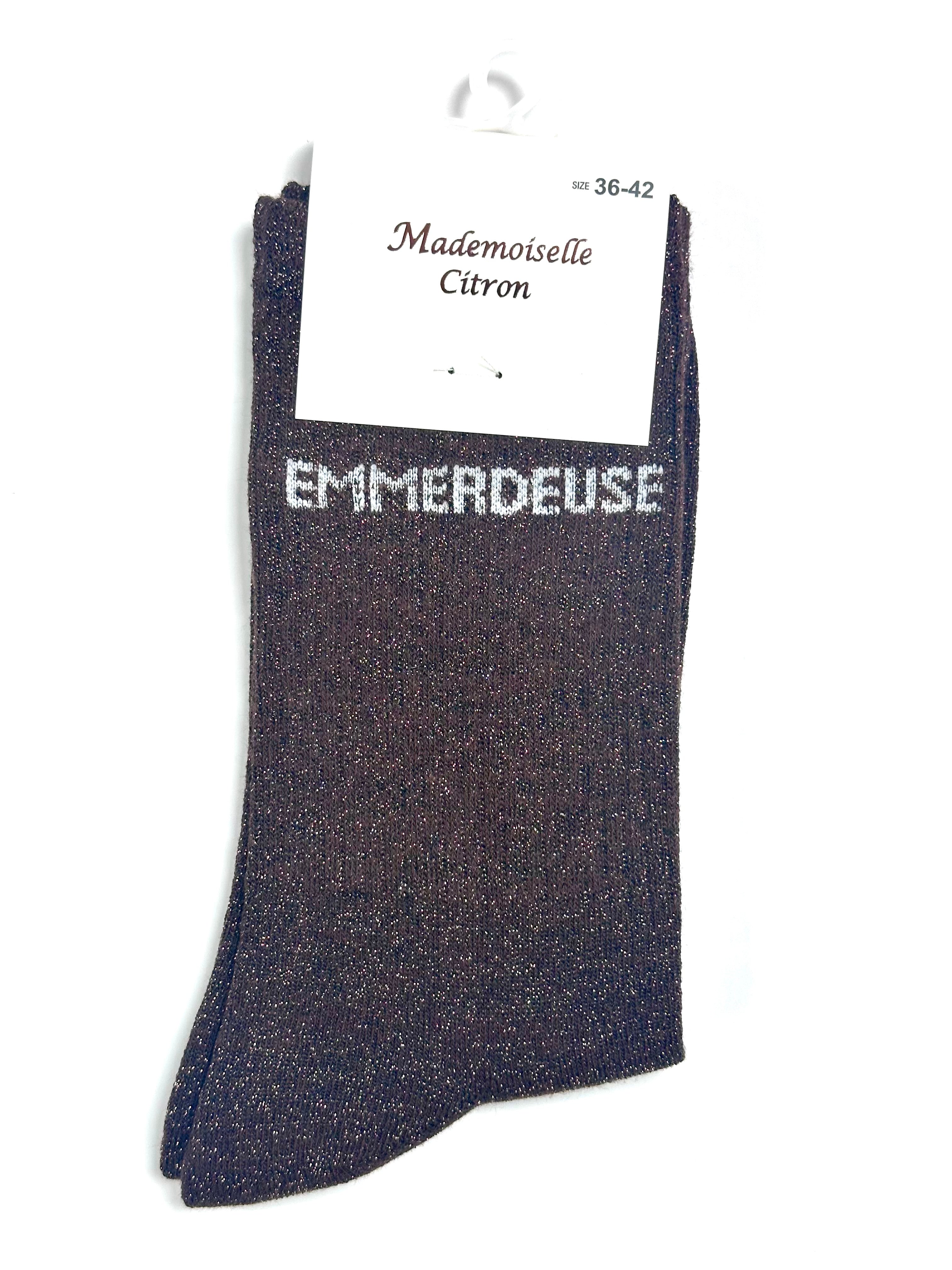 Chaussettes à Paillettes - Emmerdeuse Marron