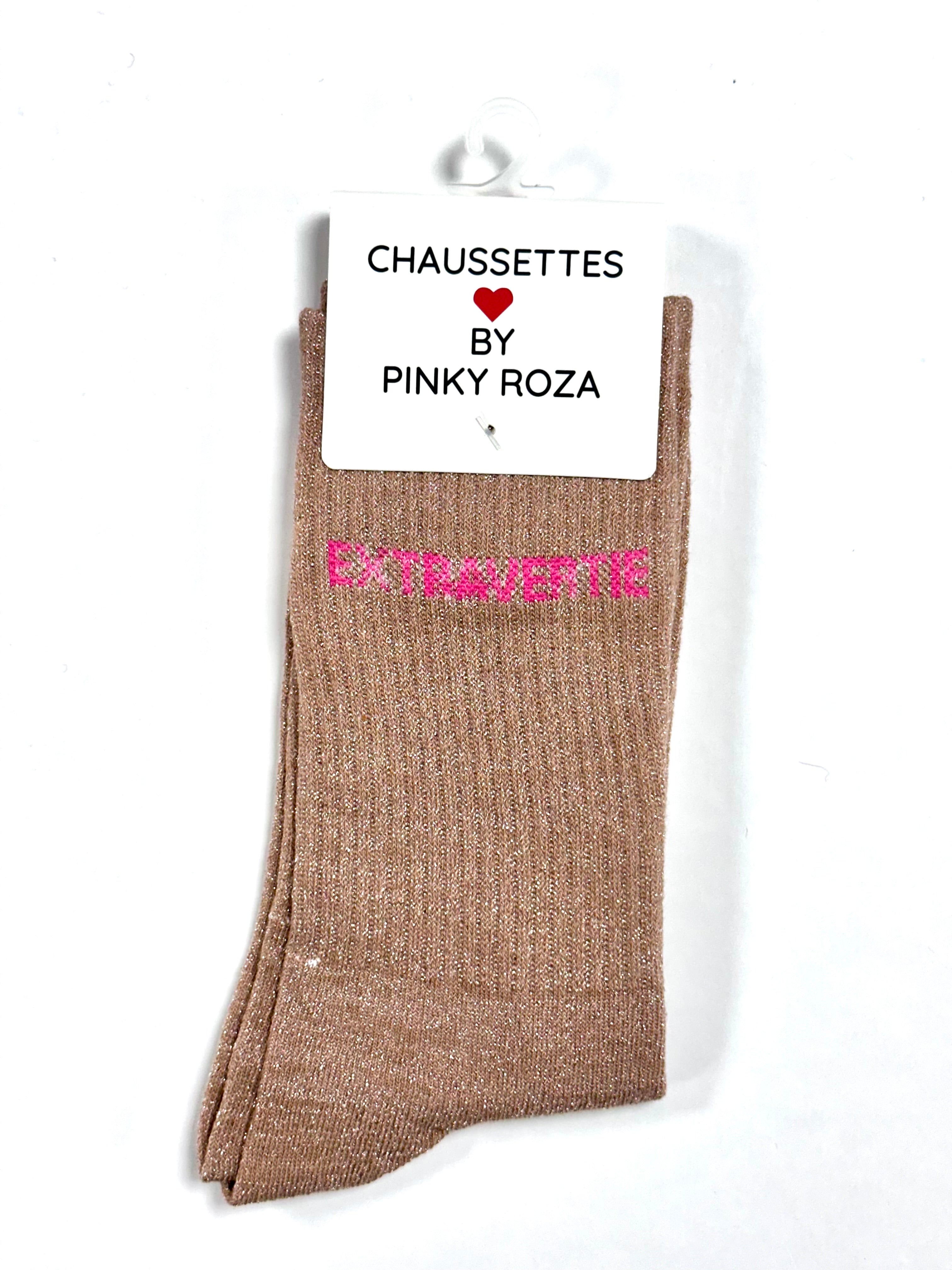 Chaussettes à paillettes « Extravertie » - Rose pâle