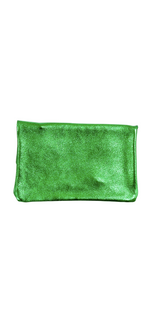 Pochette en cuir avec poche zippée intérieure - Vert
