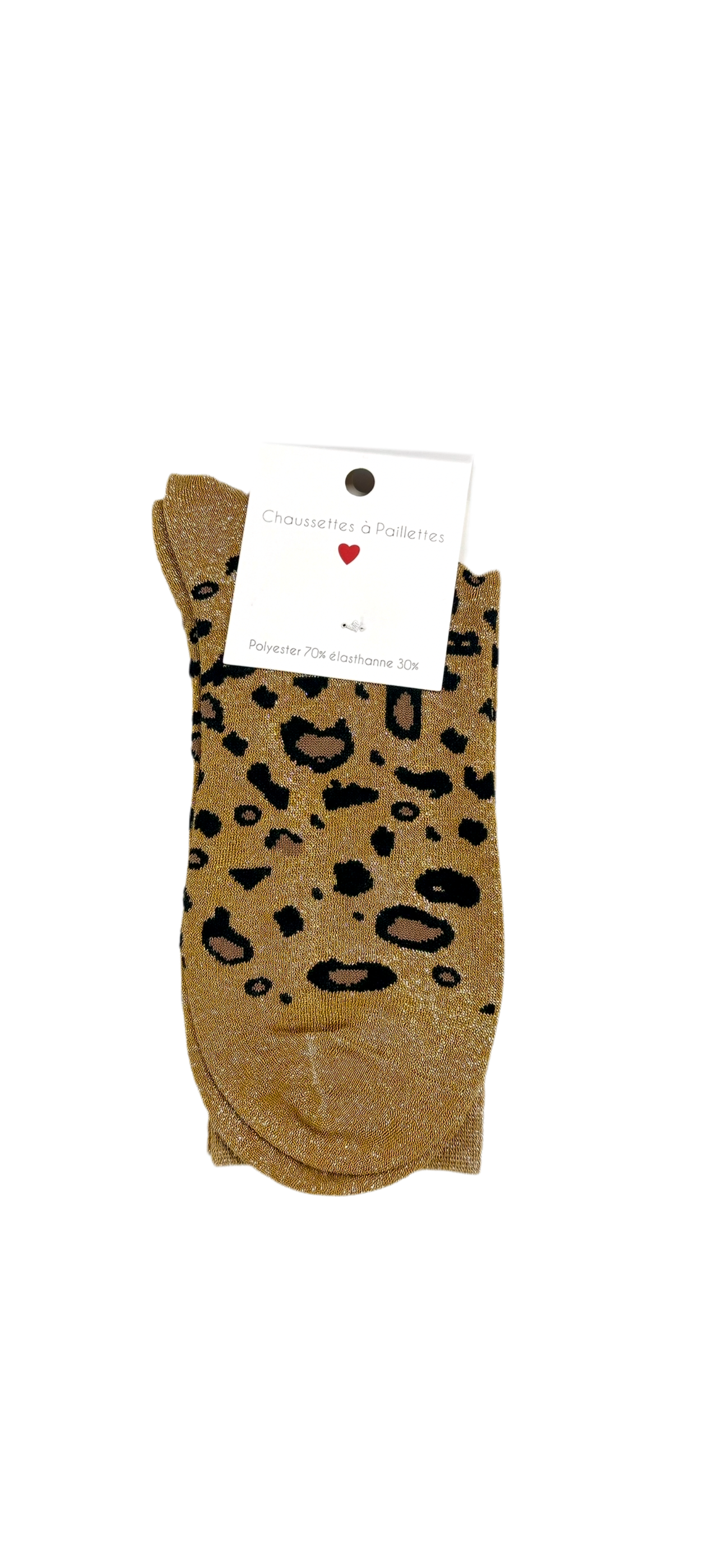 Chaussettes à Paillettes "Râleuse" - Jaune Léopard