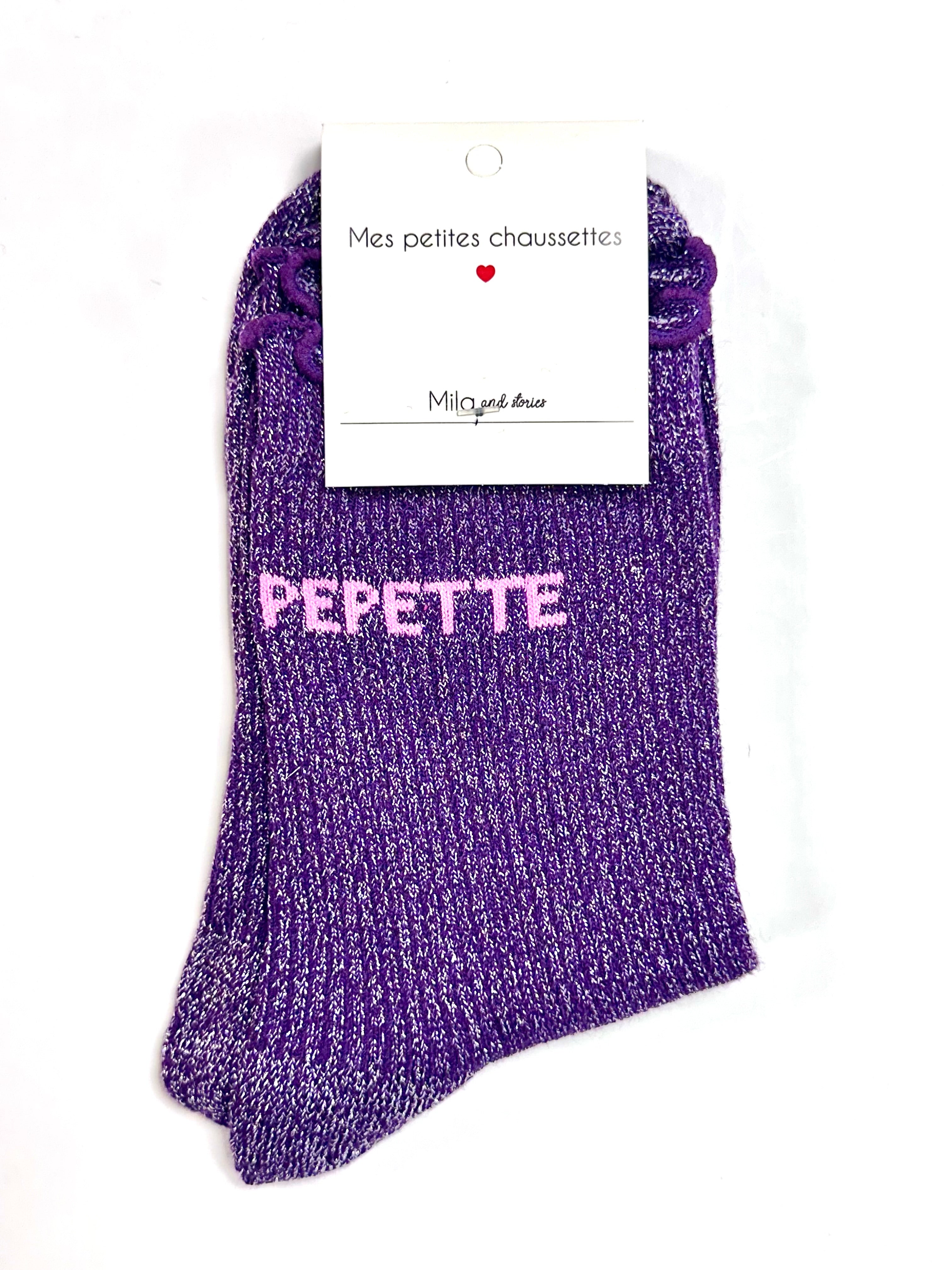 Chaussettes à paillettes « Pepette » - Violet