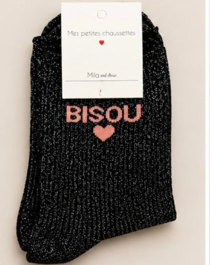 Chaussettes à paillettes « Bisous ❤️ »