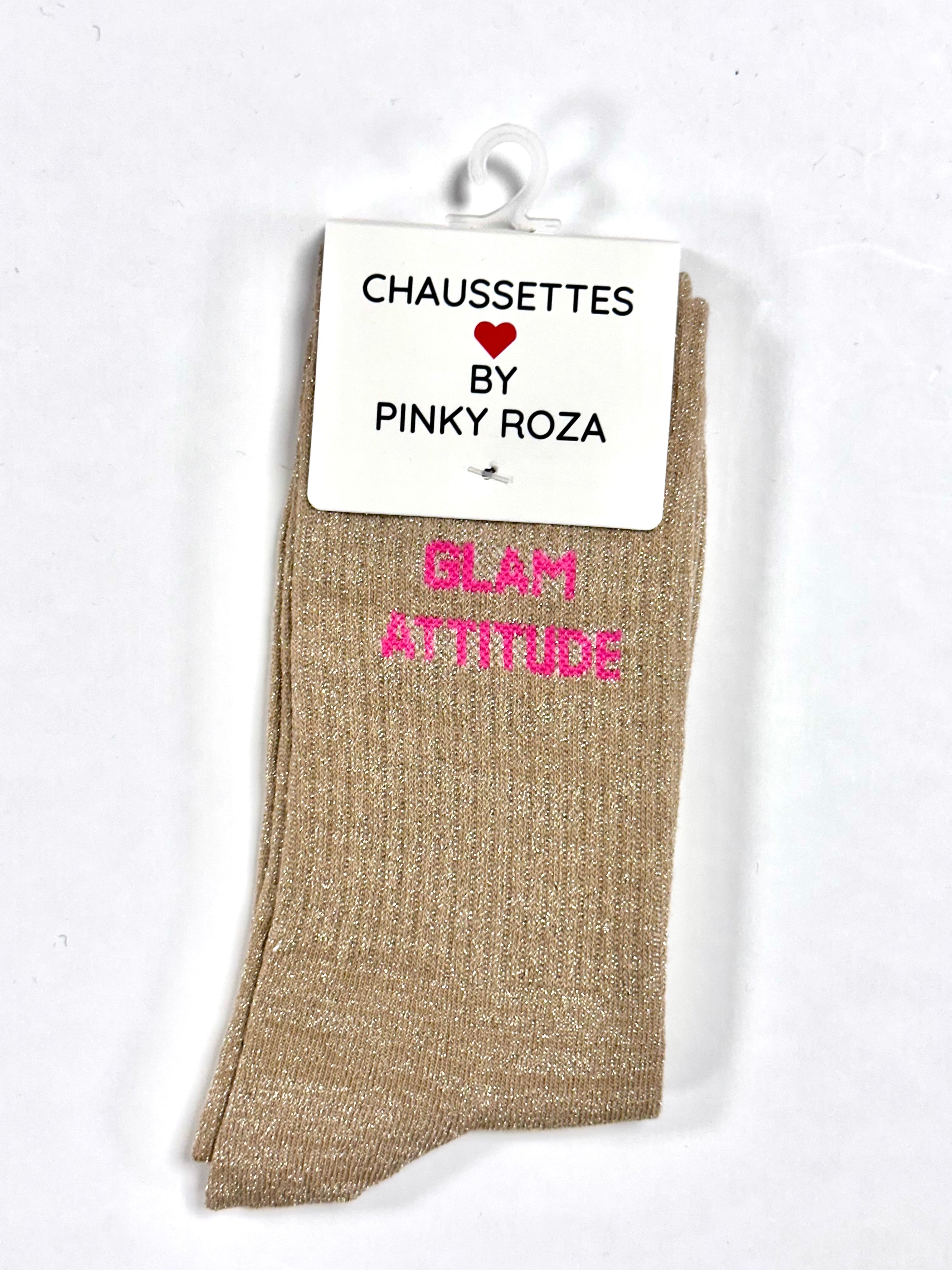 Chaussettes à paillettes « Glam attitude » - Beige