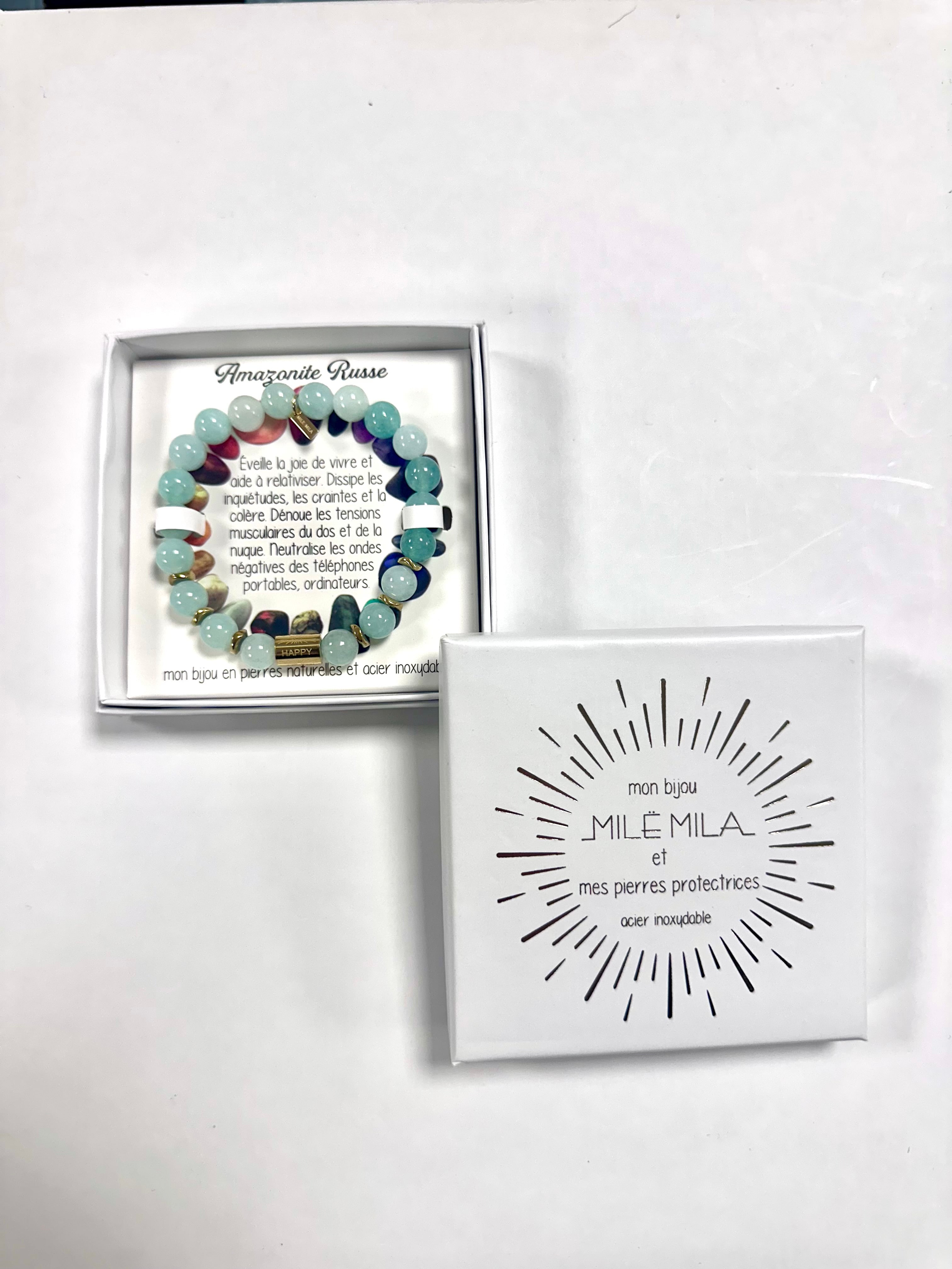 Bracelet en Pierre Naturelle - Amazonite Russe M