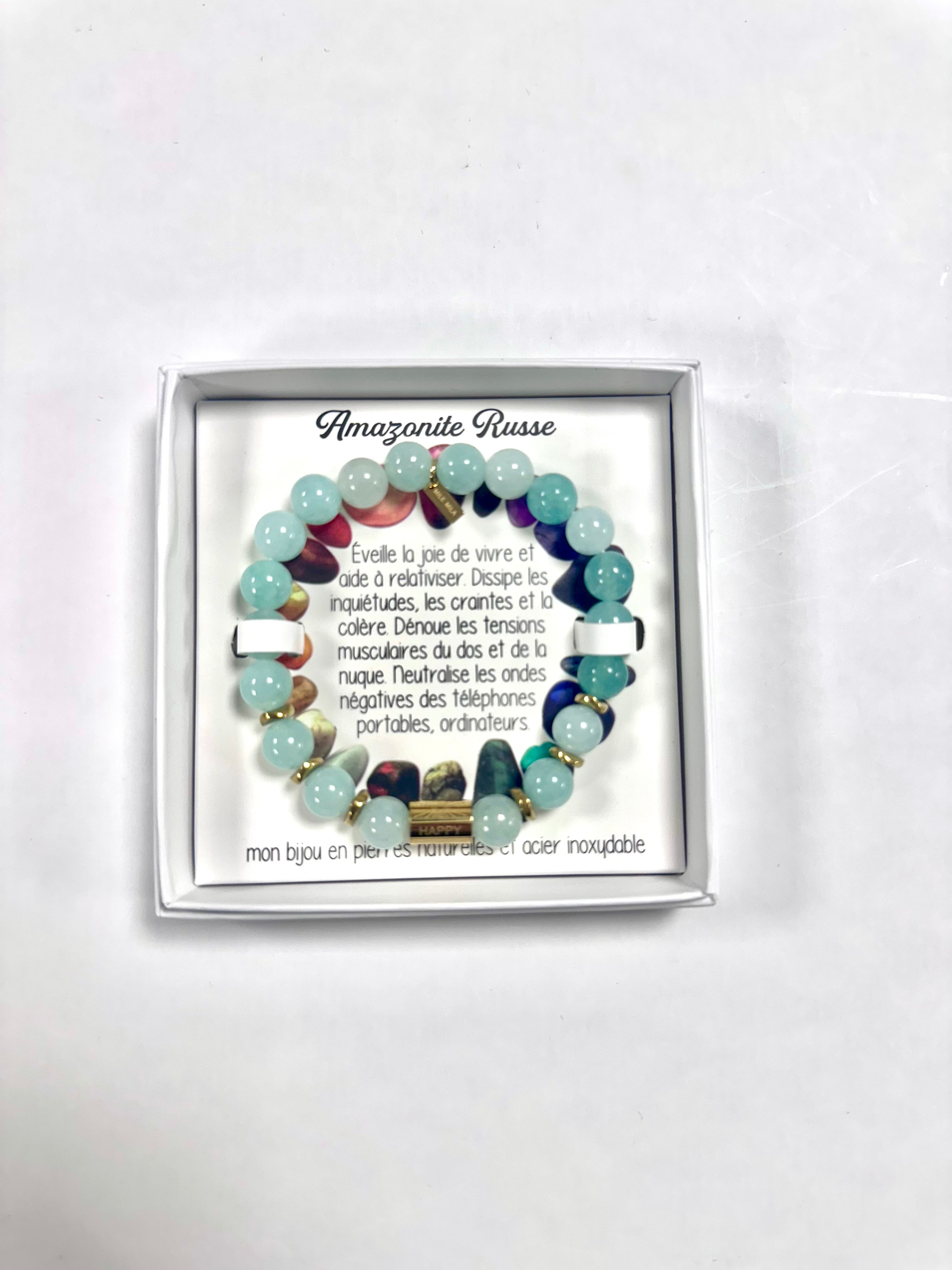 Bracelet en Pierre Naturelle - Amazonite Russe M