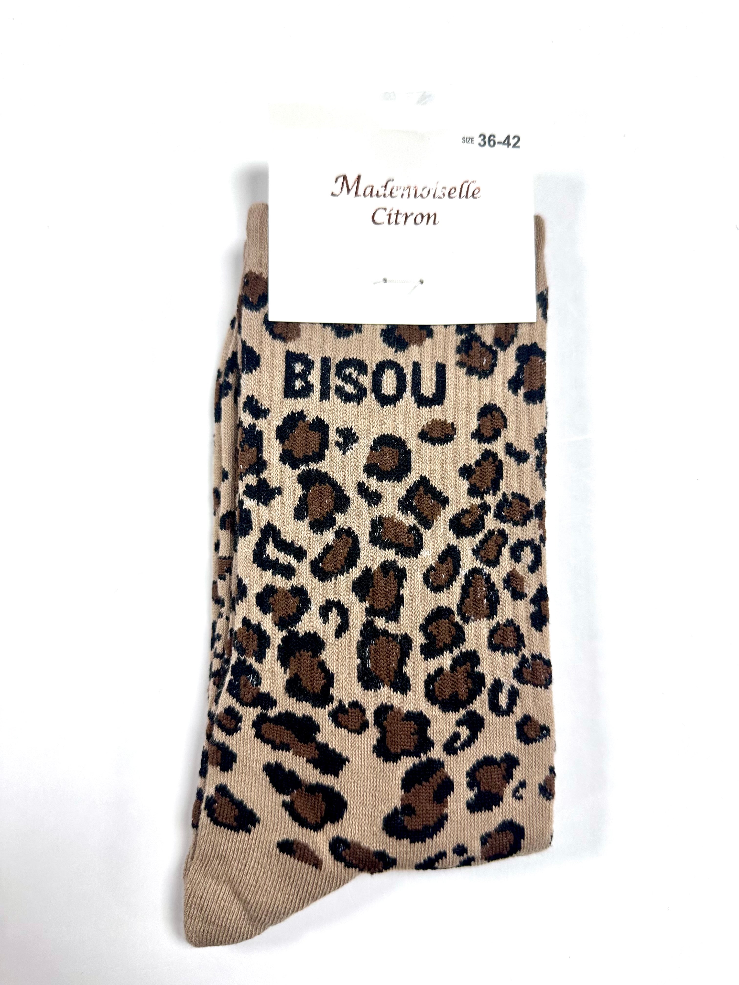 Chaussettes à Paillettes - Bisous (léopard) (Marron Léopard)