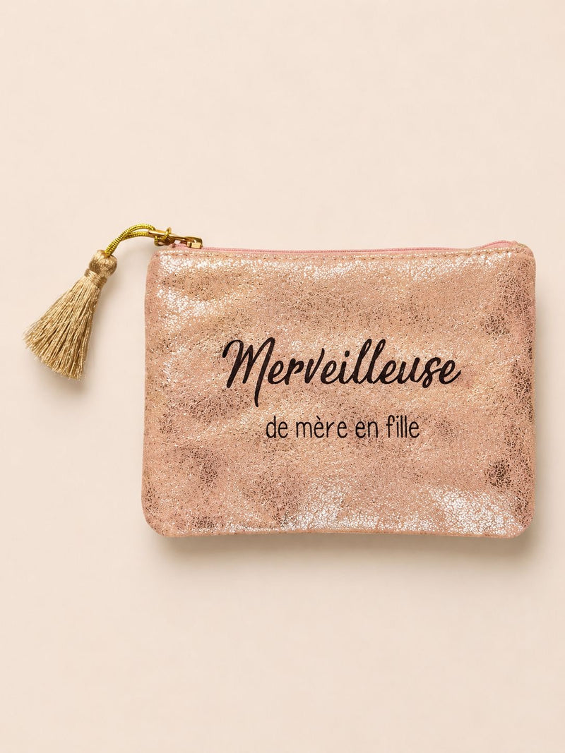 Pochette message 'Merveilleuse de mère en fille' - Or Rose