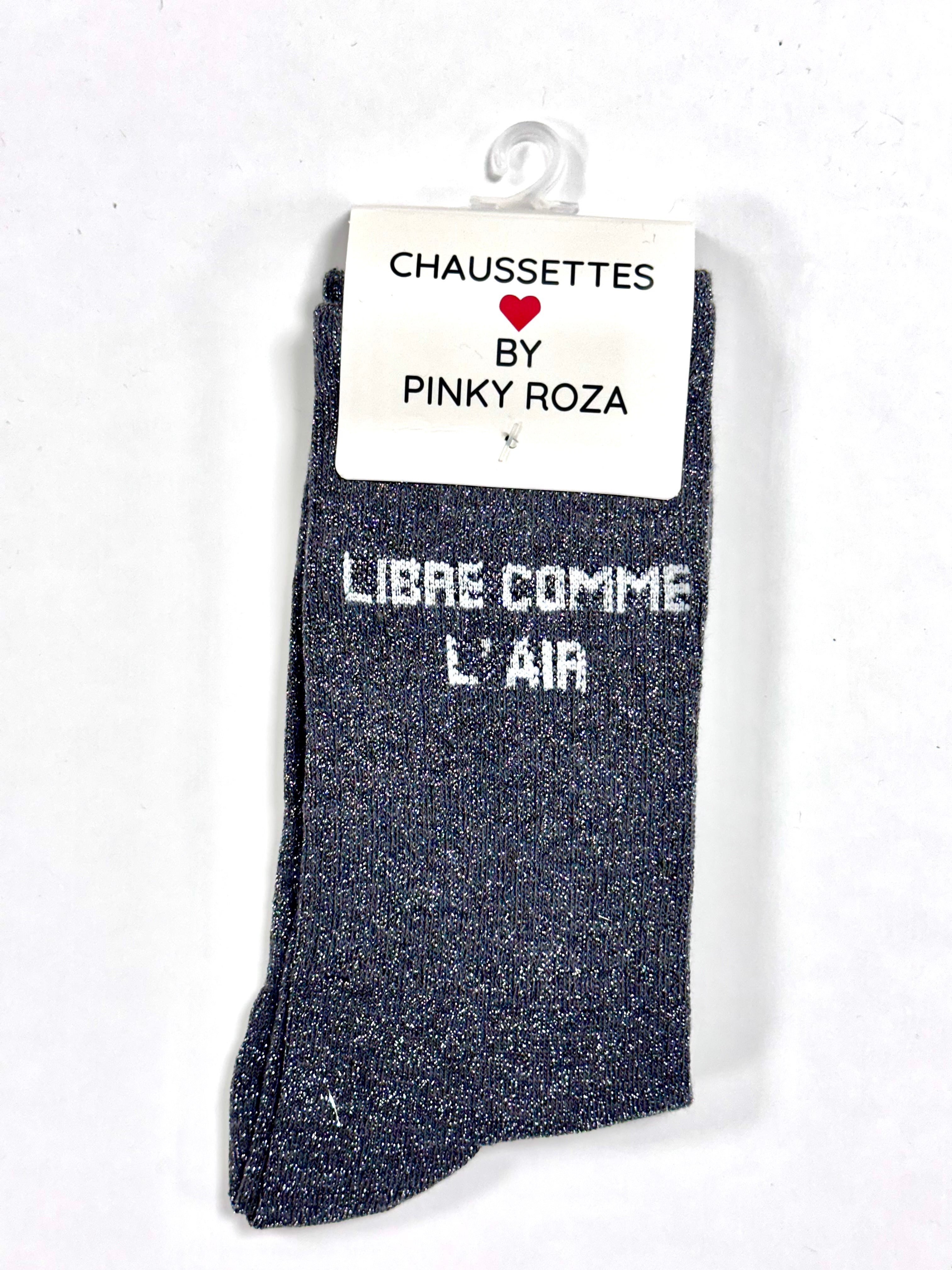 Chaussettes à paillettes « Libre comme l’air » - Gris foncé