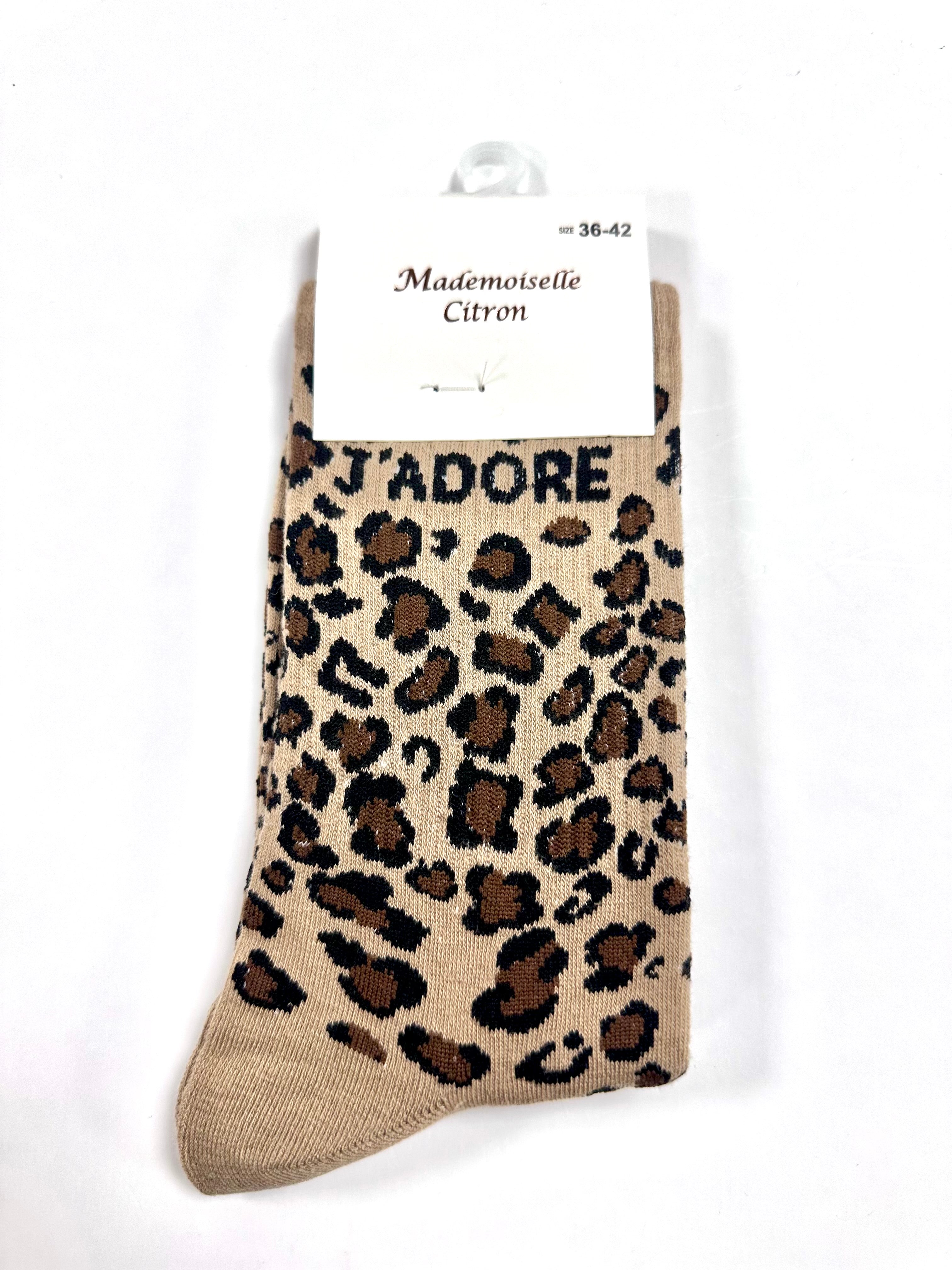 Chaussettes à Paillettes - Jadore (léopard) (Marron Léopard)