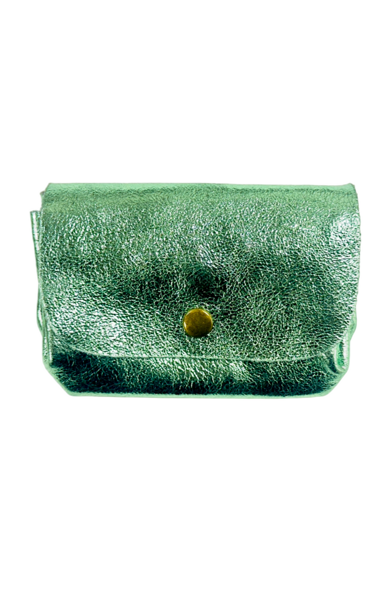 Porte-monnaie en cuir triple pochette - Vert foncé