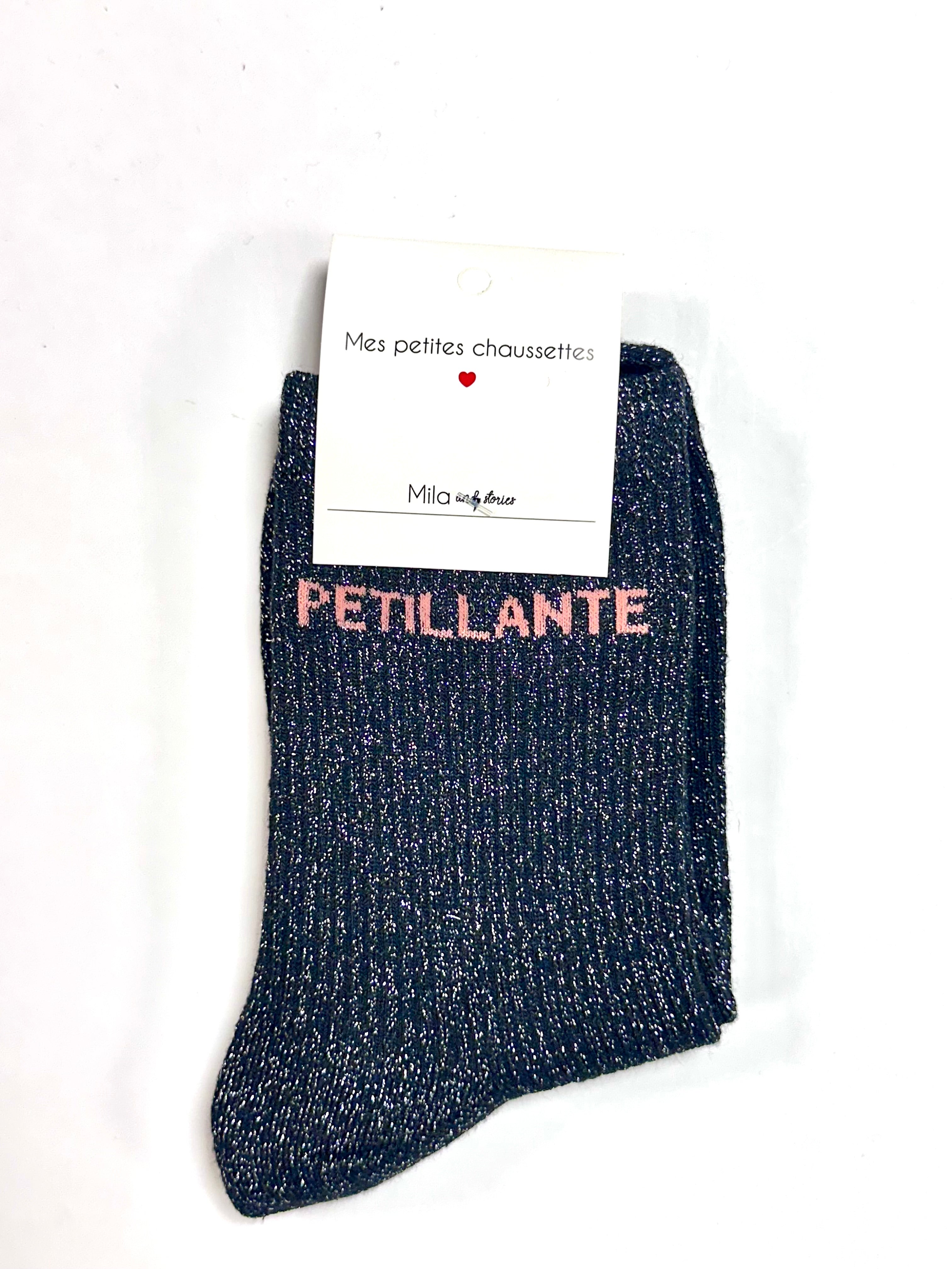 Chaussettes à paillettes « Pétillante » - Noir