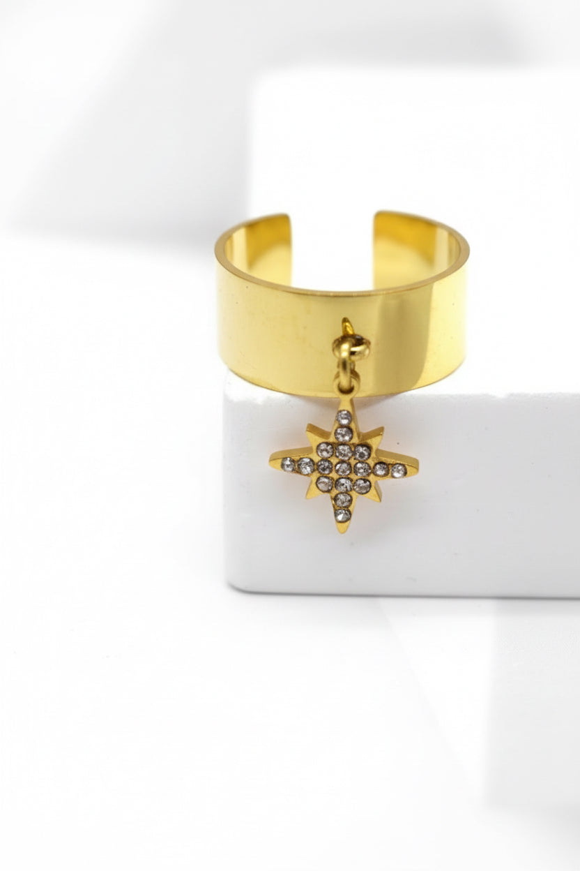 Bague pampille étoile strass