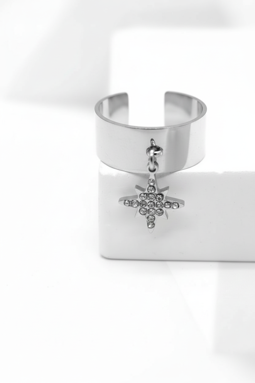 Bague pampille étoile strass