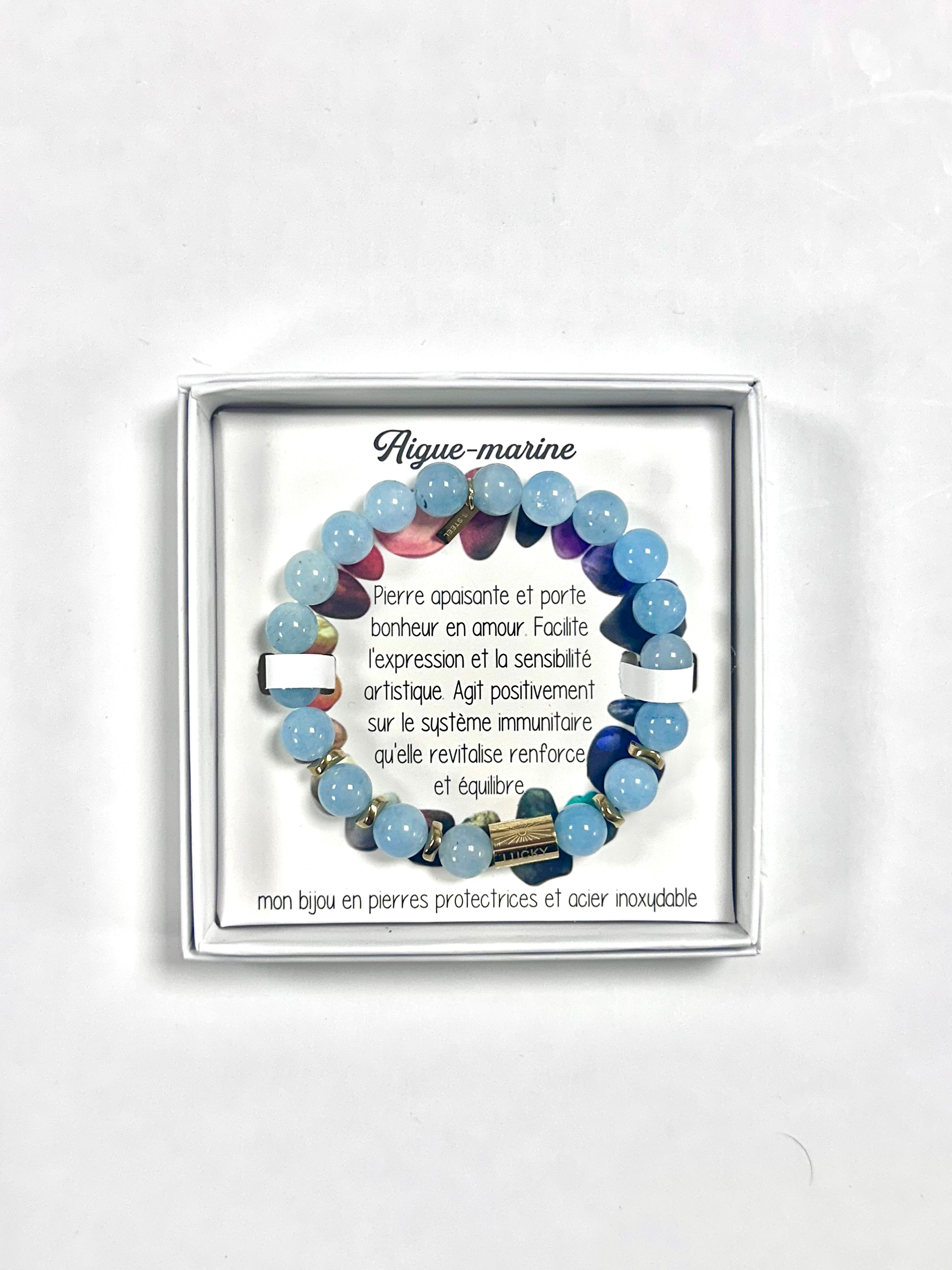 Bracelet en pierre — Aigue marine