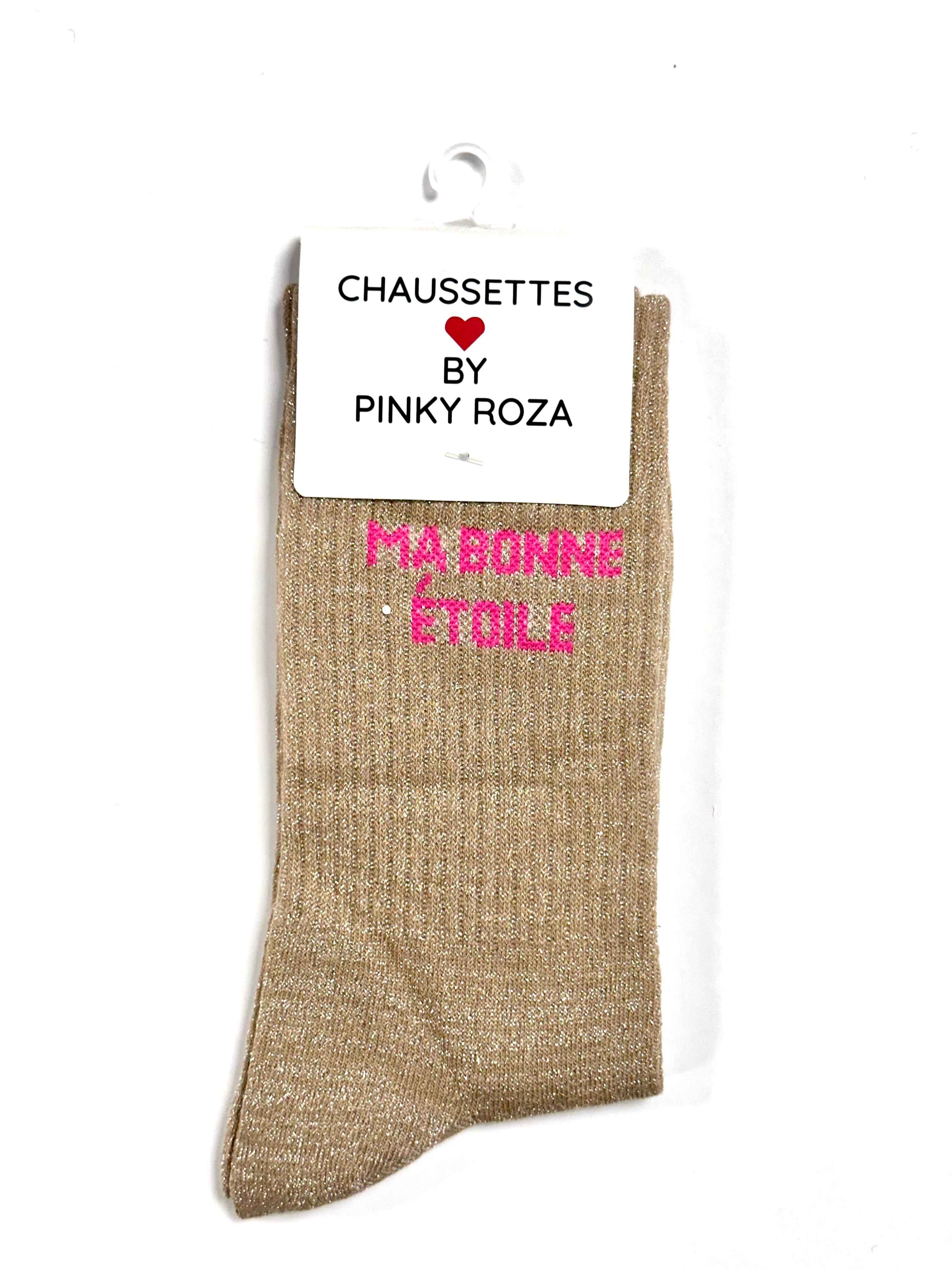 Chaussettes à paillettes « Ma bonne étoile » - Beige