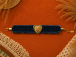 Bracelet Tissus Bleu Foncé et Cœur