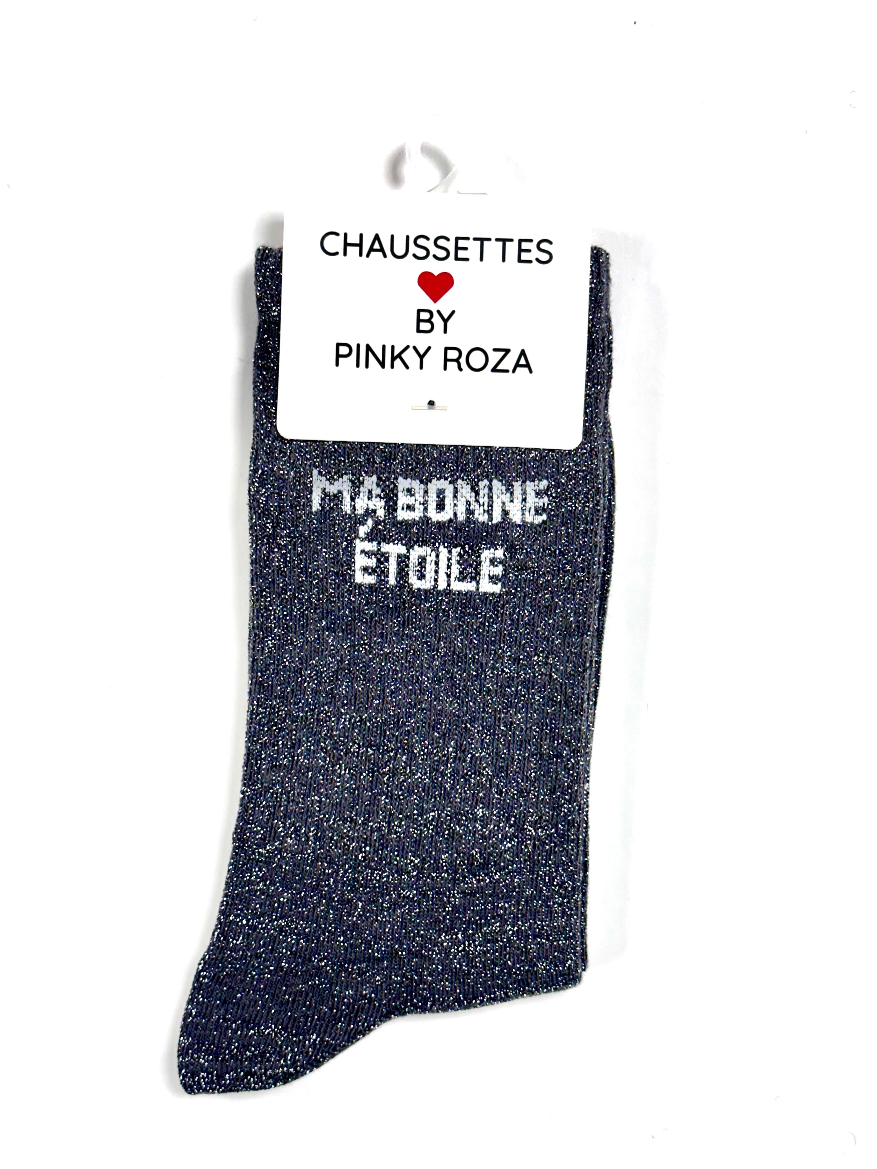 Chaussettes à paillettes « Ma bonne étoile » - Gris foncé