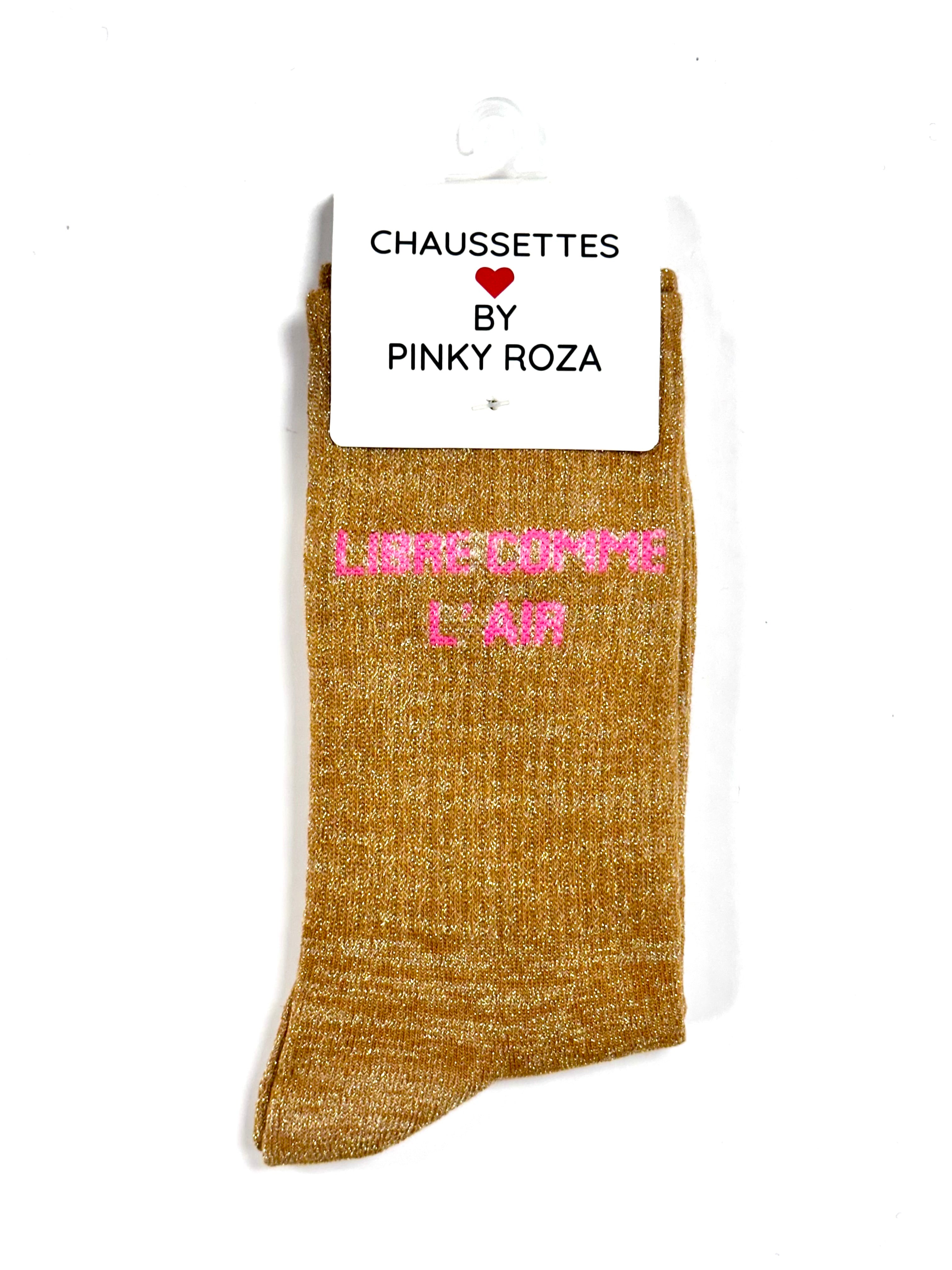 Chaussettes à paillettes « Libre comme l’air » - Jaune