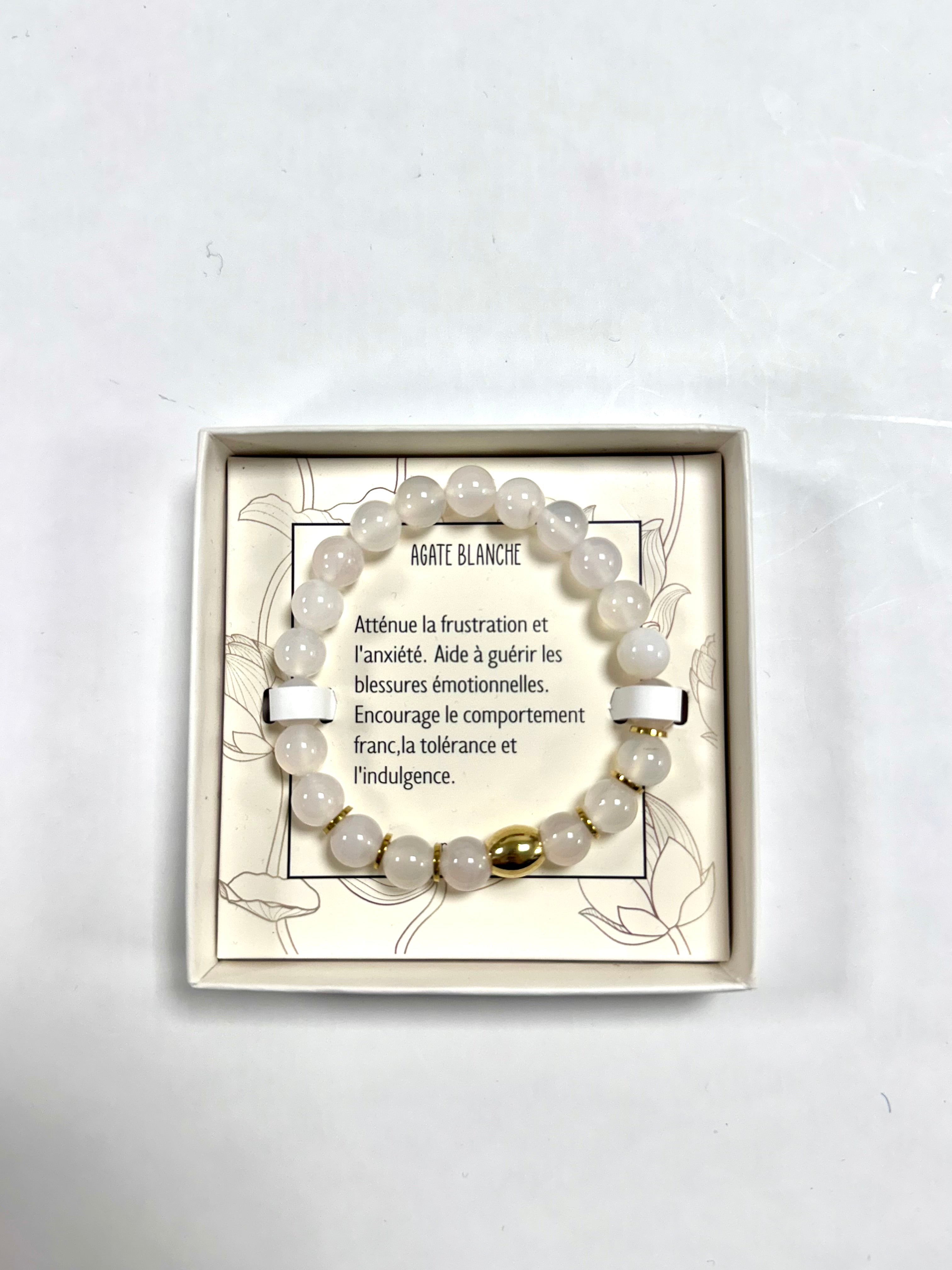 Bracelet en pierre — Agate blanche