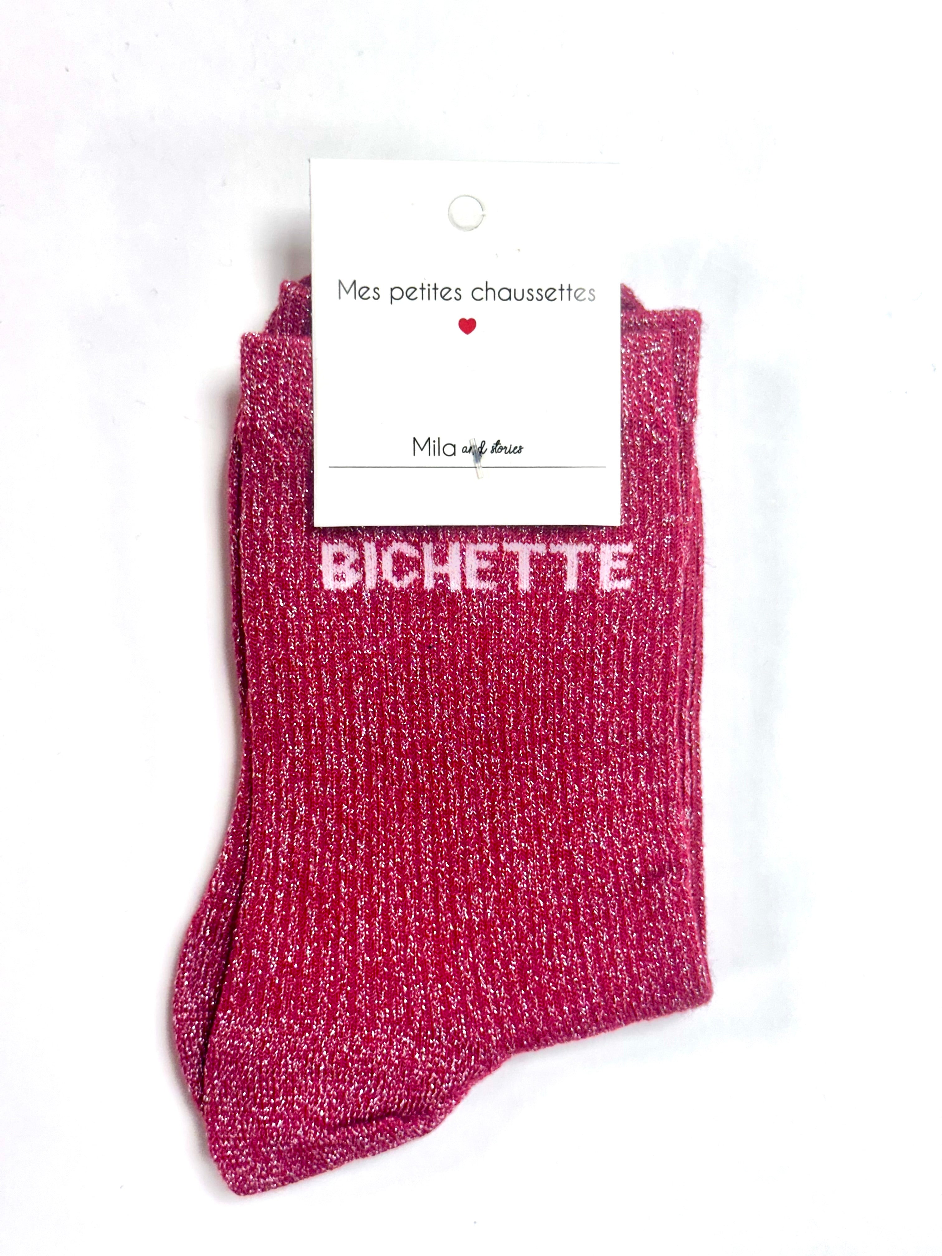 Chaussettes à paillettes « Bichette » - Rouge