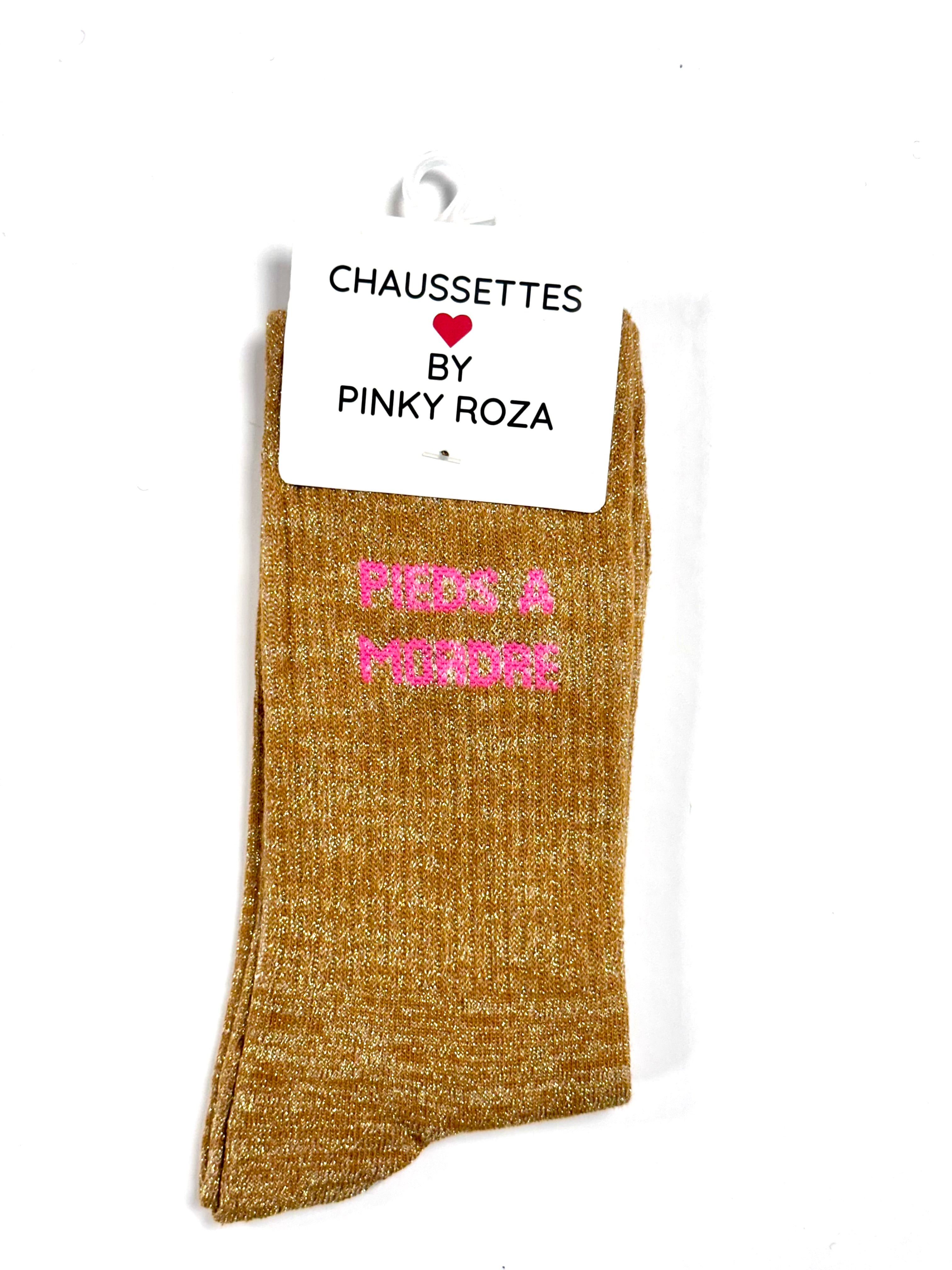 Chaussettes à paillettes « Pieds à mordre » - Jaune