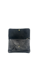 Pochette en cuir avec poche zippée intérieure - Noir