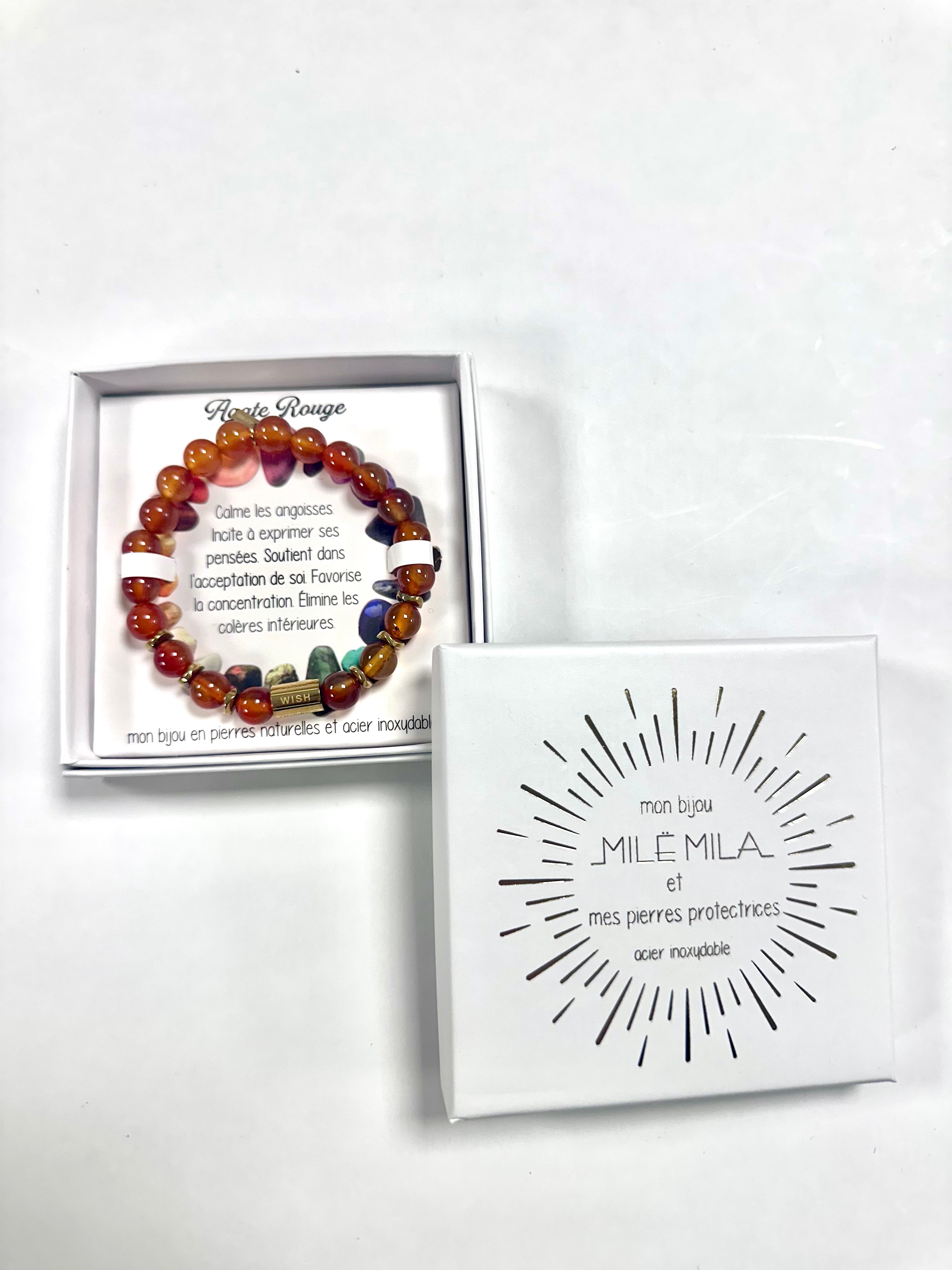 Bracelet en pierre — Agate rouge