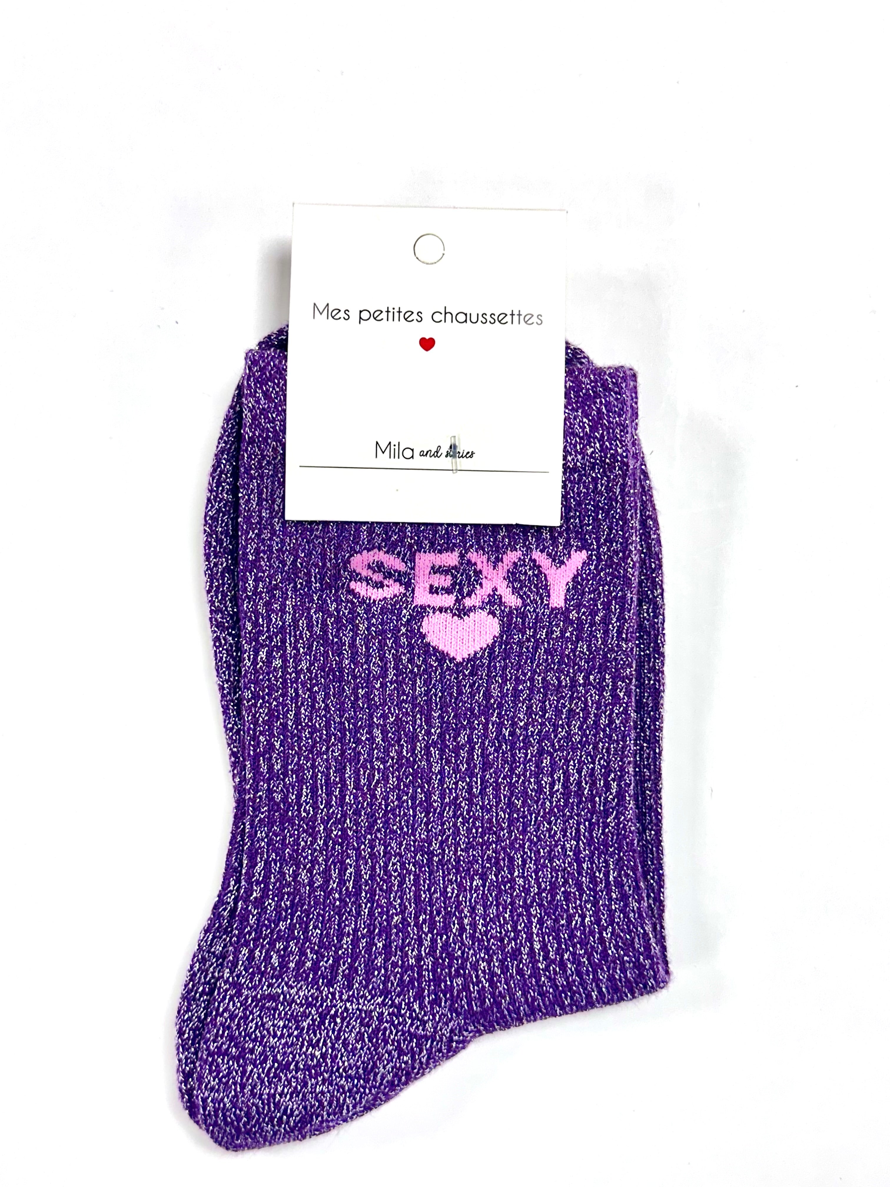 Chaussettes à paillettes « Sexy » - Violet