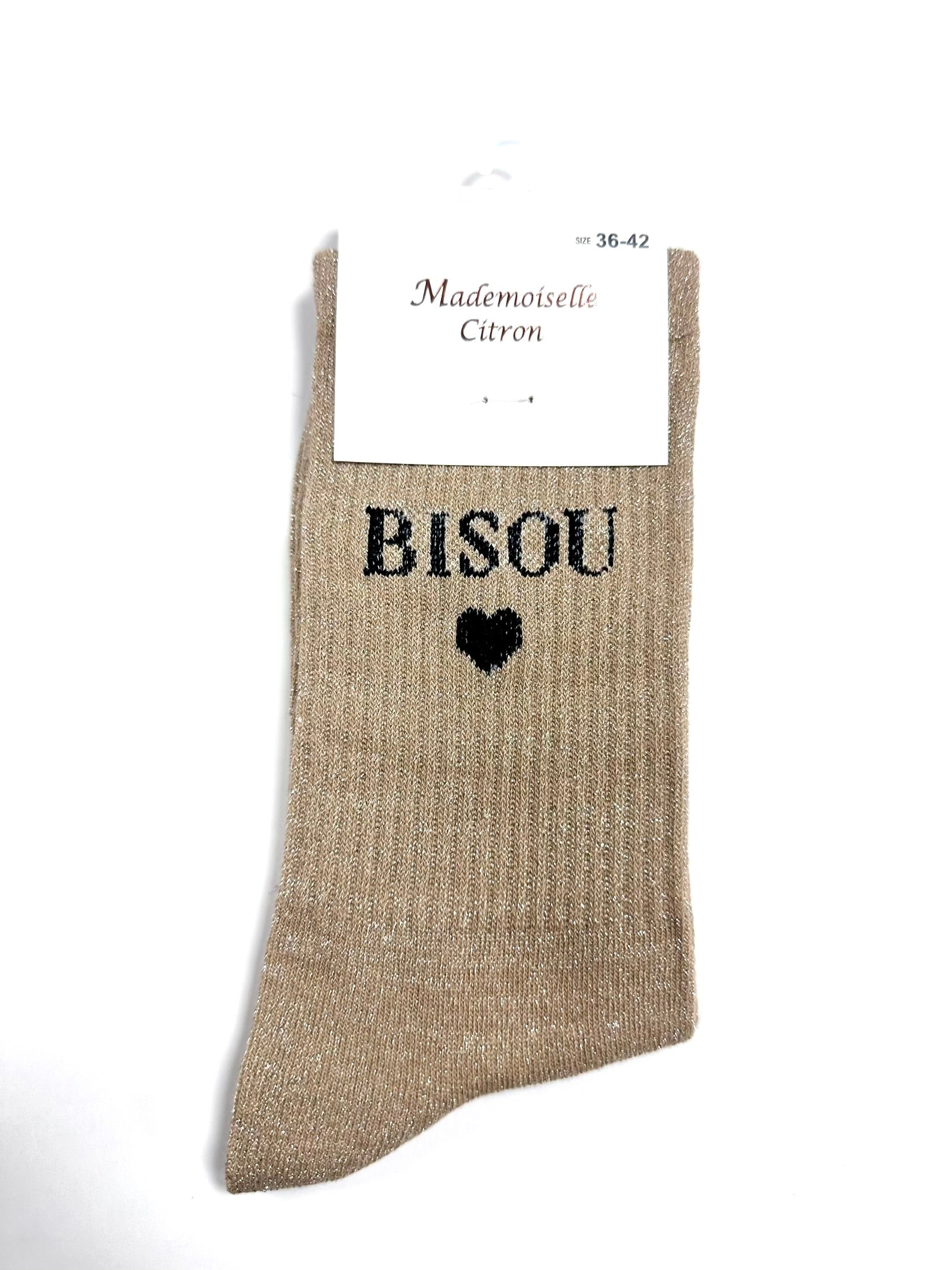 Chaussettes à Paillettes - Bisous ( Beige )