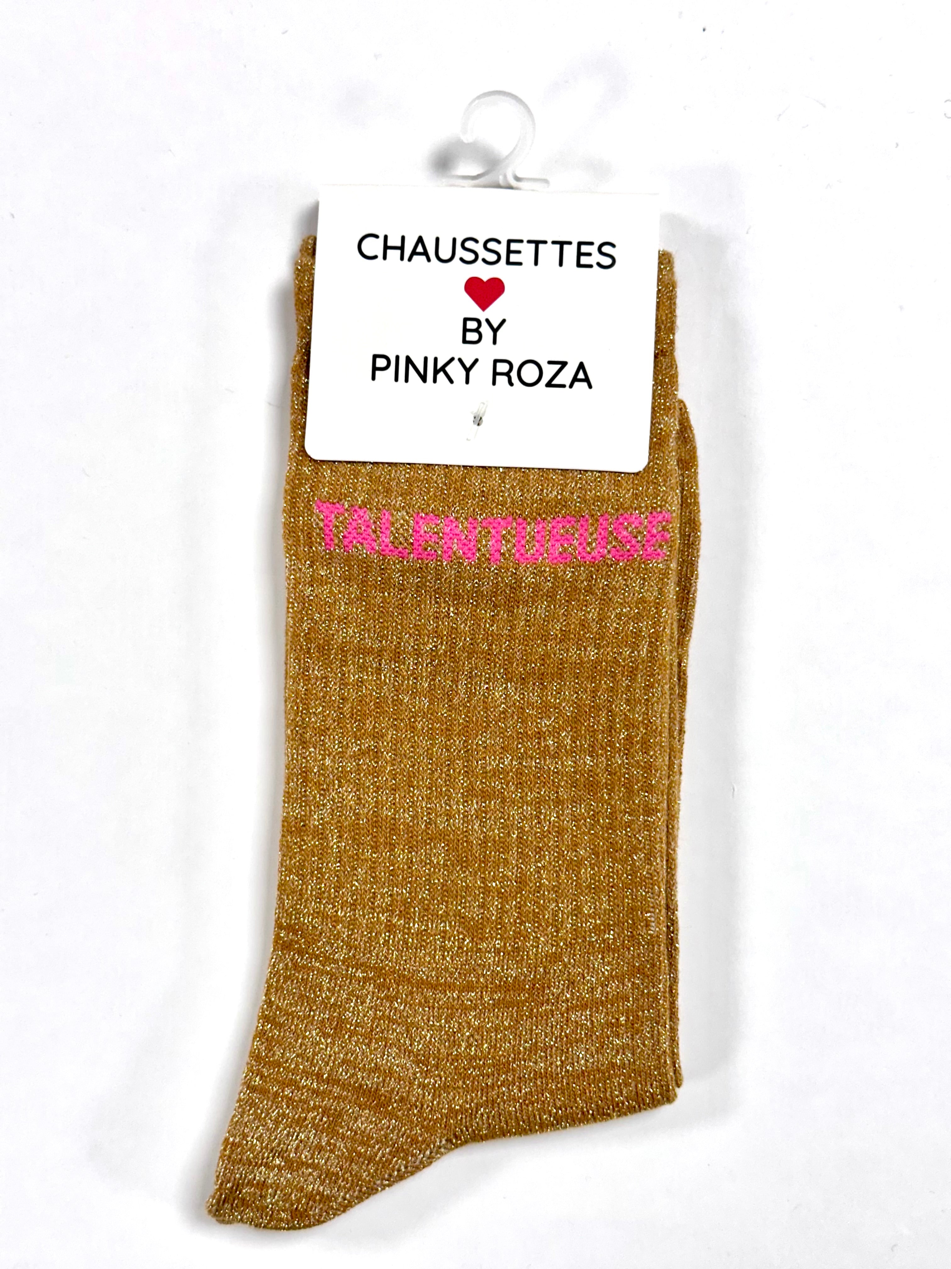 Chaussettes à paillettes « Talentueuse » - Jaune