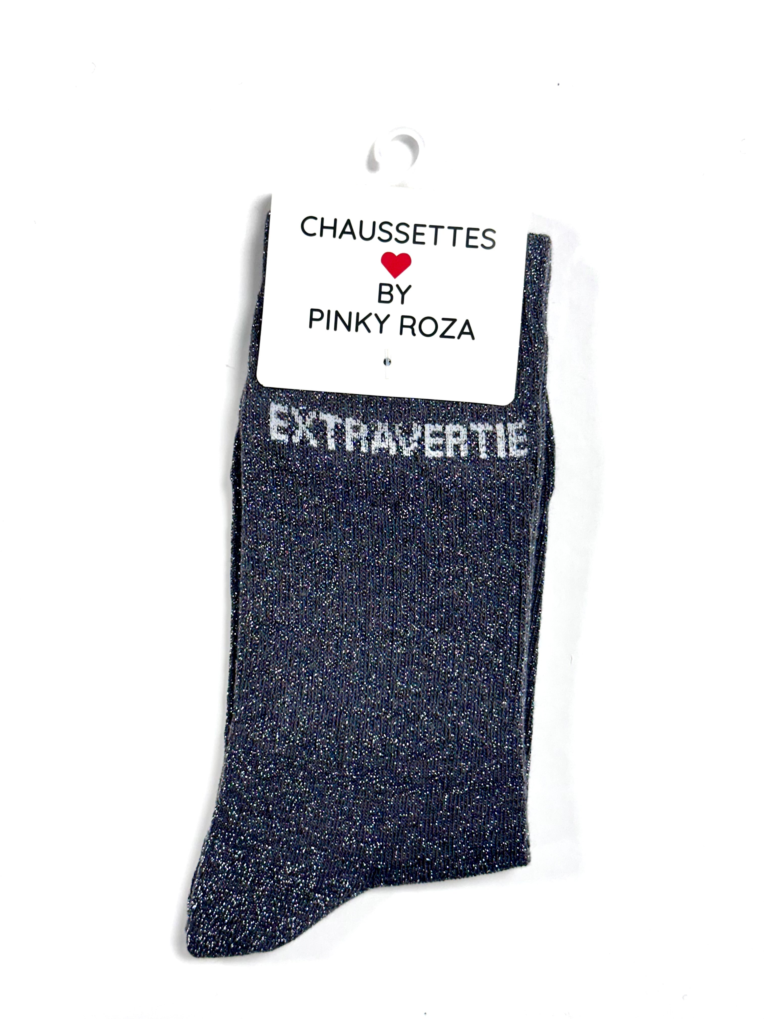 Chaussettes à paillettes « Extravertie » - Gris foncé
