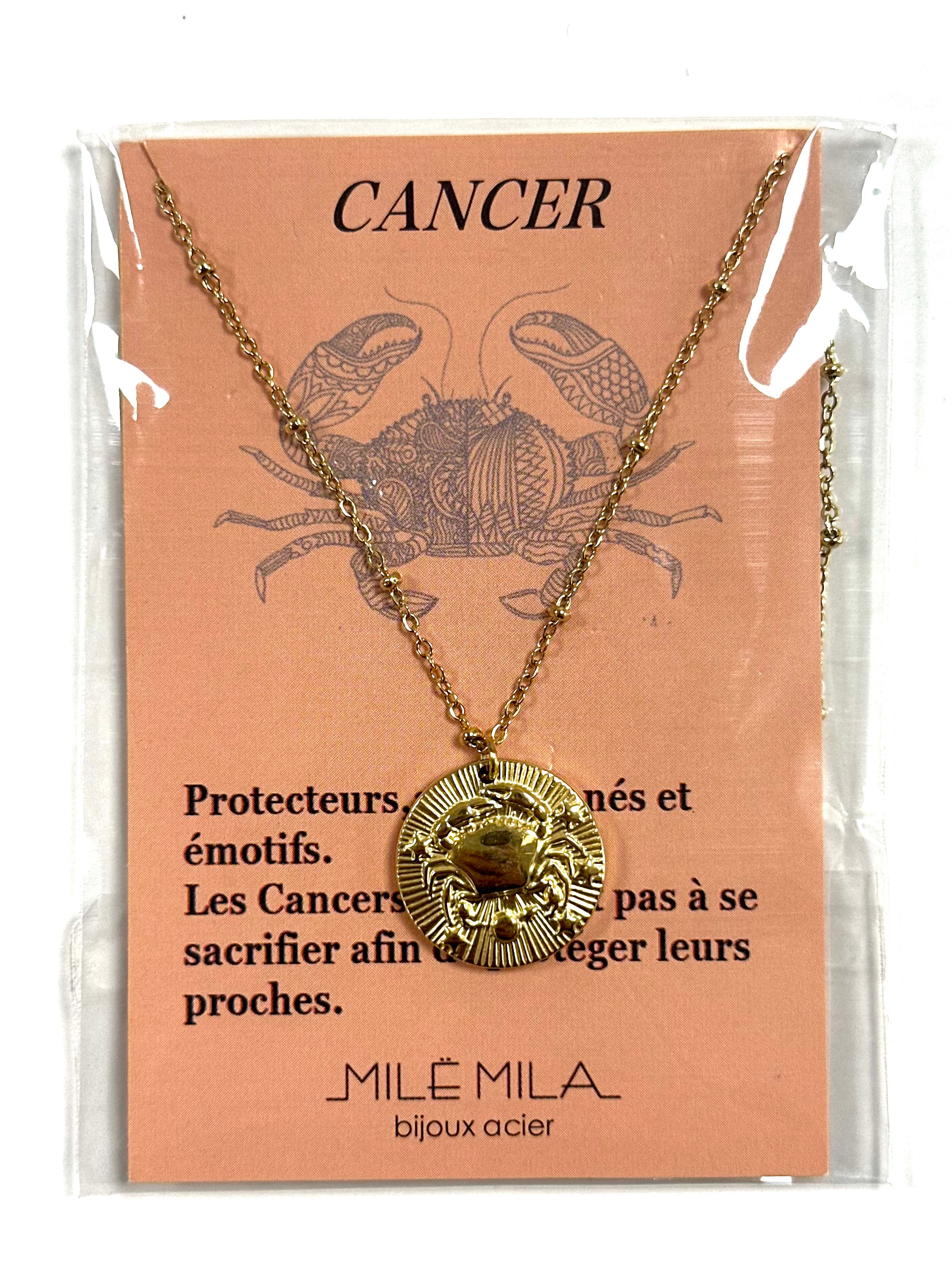 Collier zodiaque Cancer en acier inoxydable – La Tienda