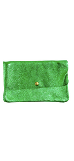 Pochette en cuir avec poche zippée intérieure - Vert