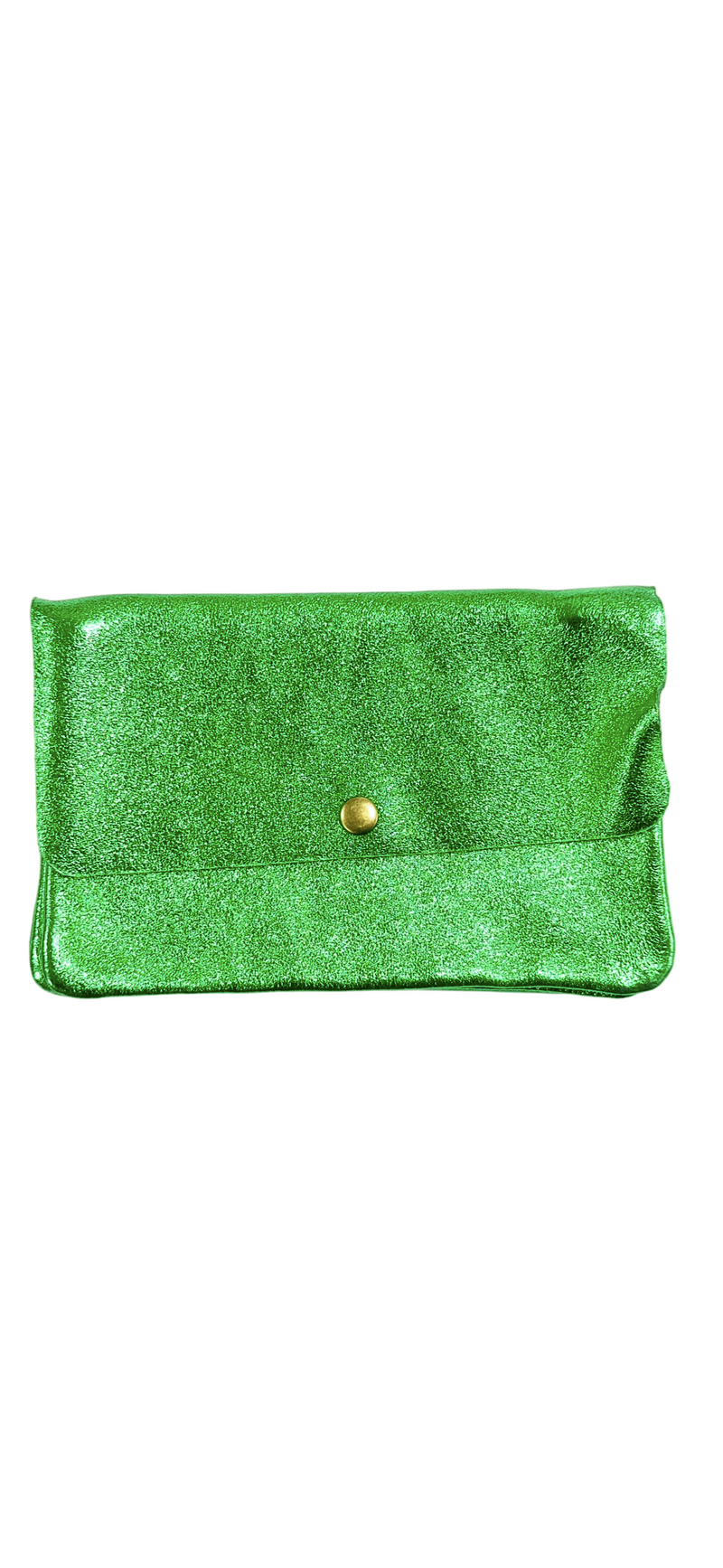 Pochette en cuir avec poche zippée intérieure - Vert