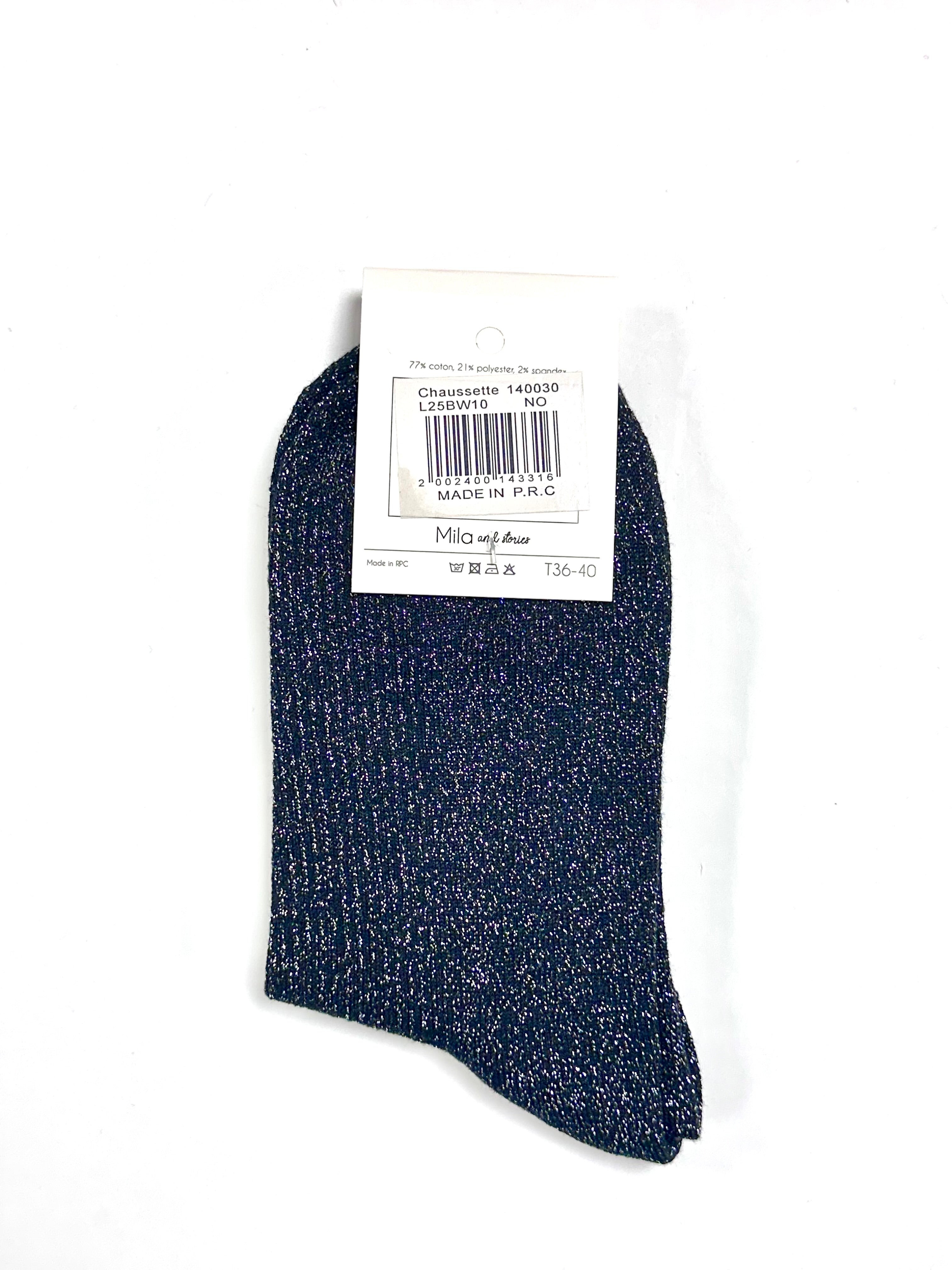 Chaussettes à paillettes « Cœur léopard » - Noir