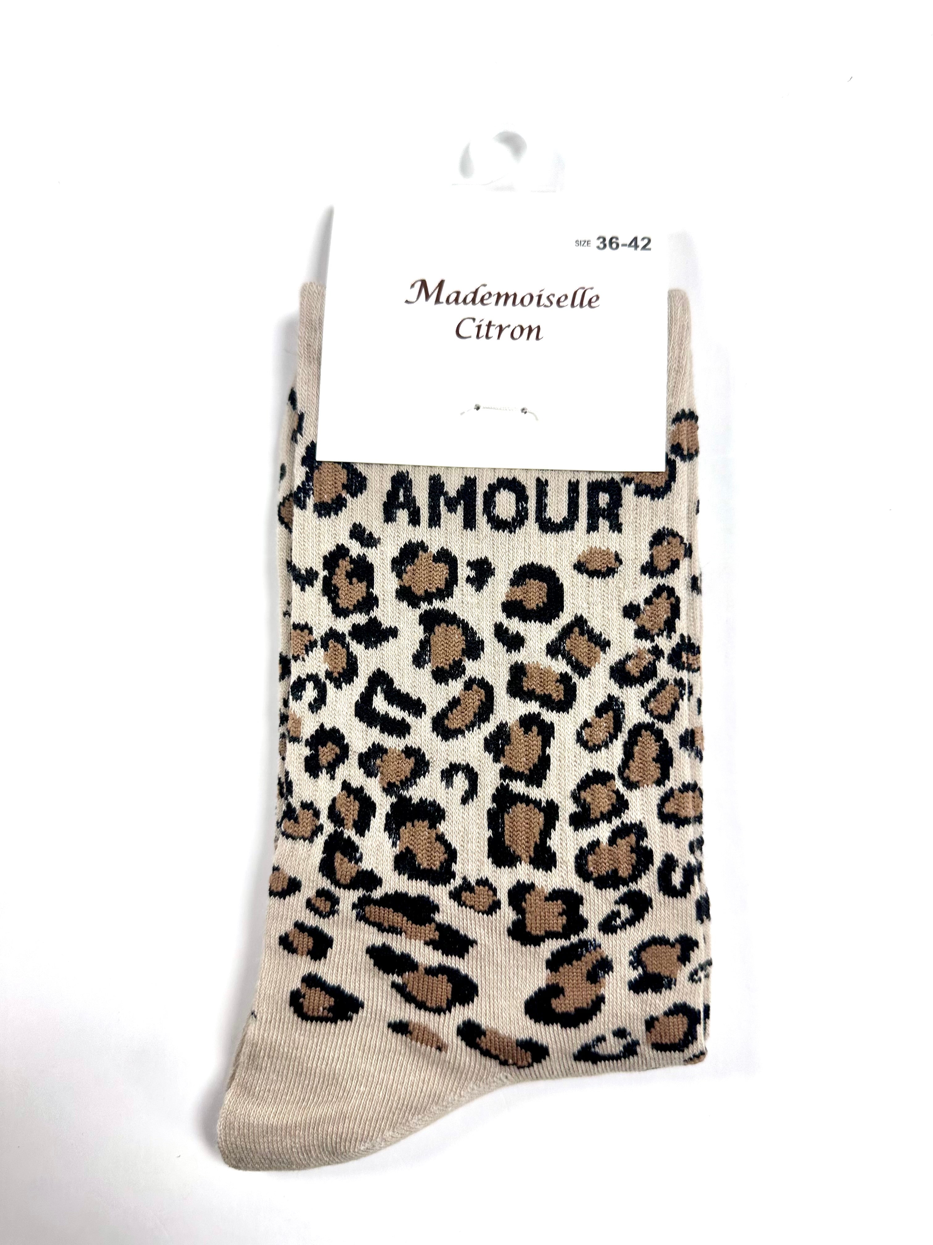 Chaussettes à Paillettes - Amour (léopard) (Beige Léopard)
