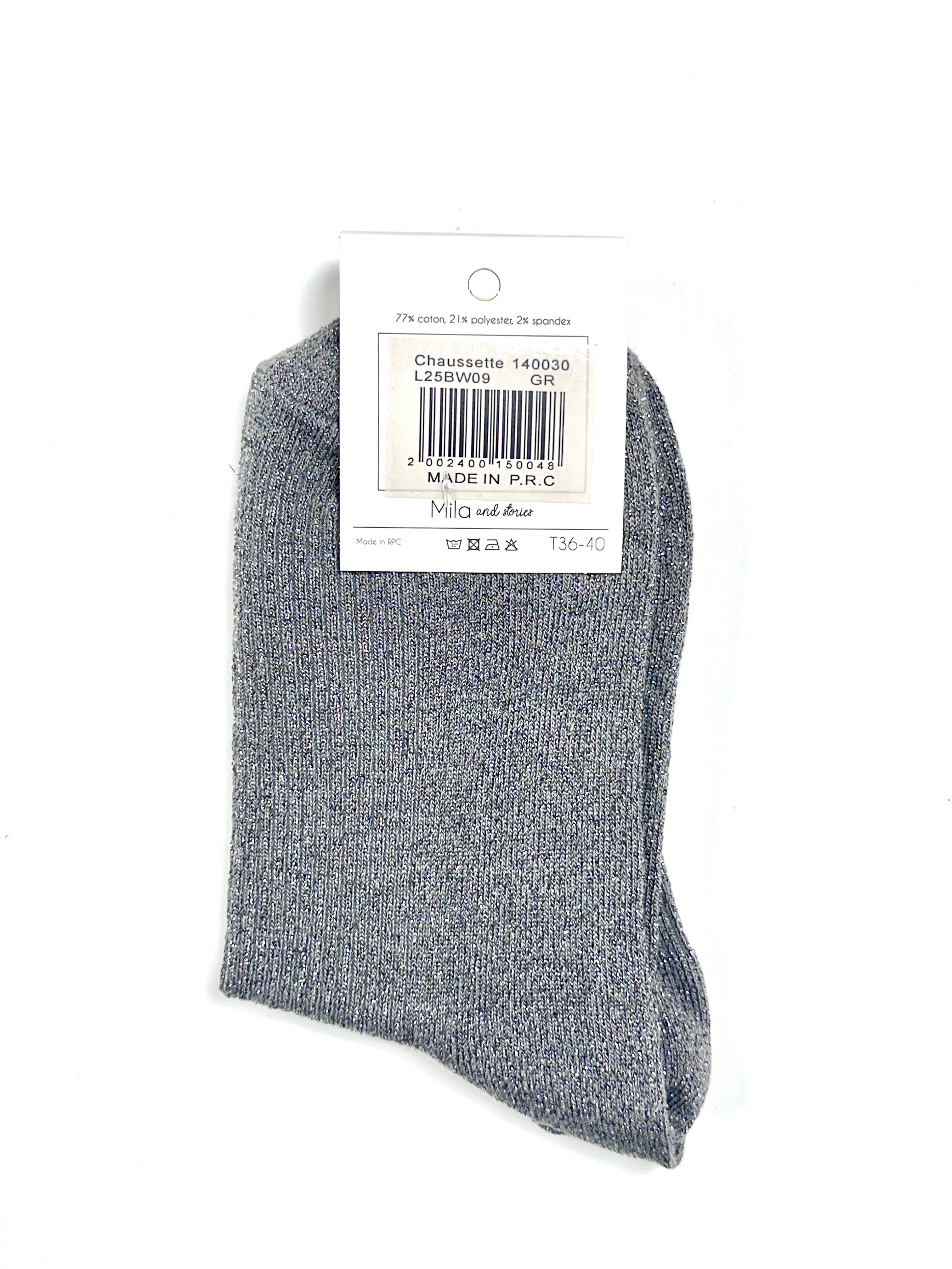 Chaussettes à paillettes « Chanceuse » - Gris