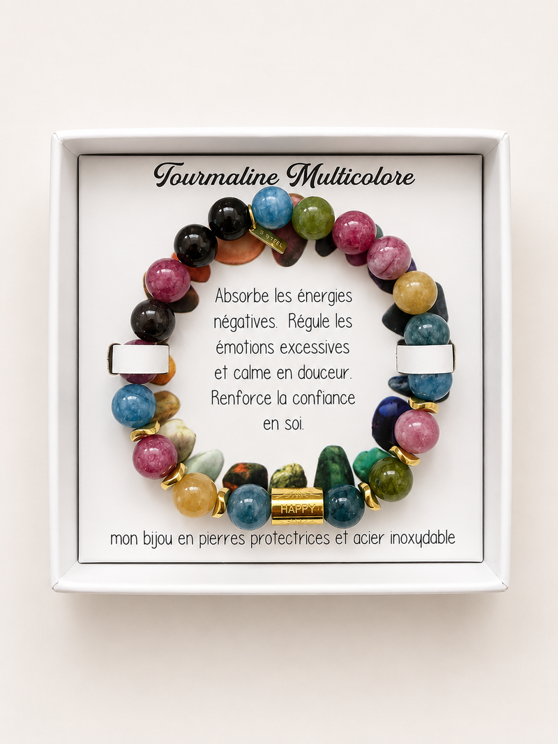 Bracelet en pierre — Tourmaline multicolore
