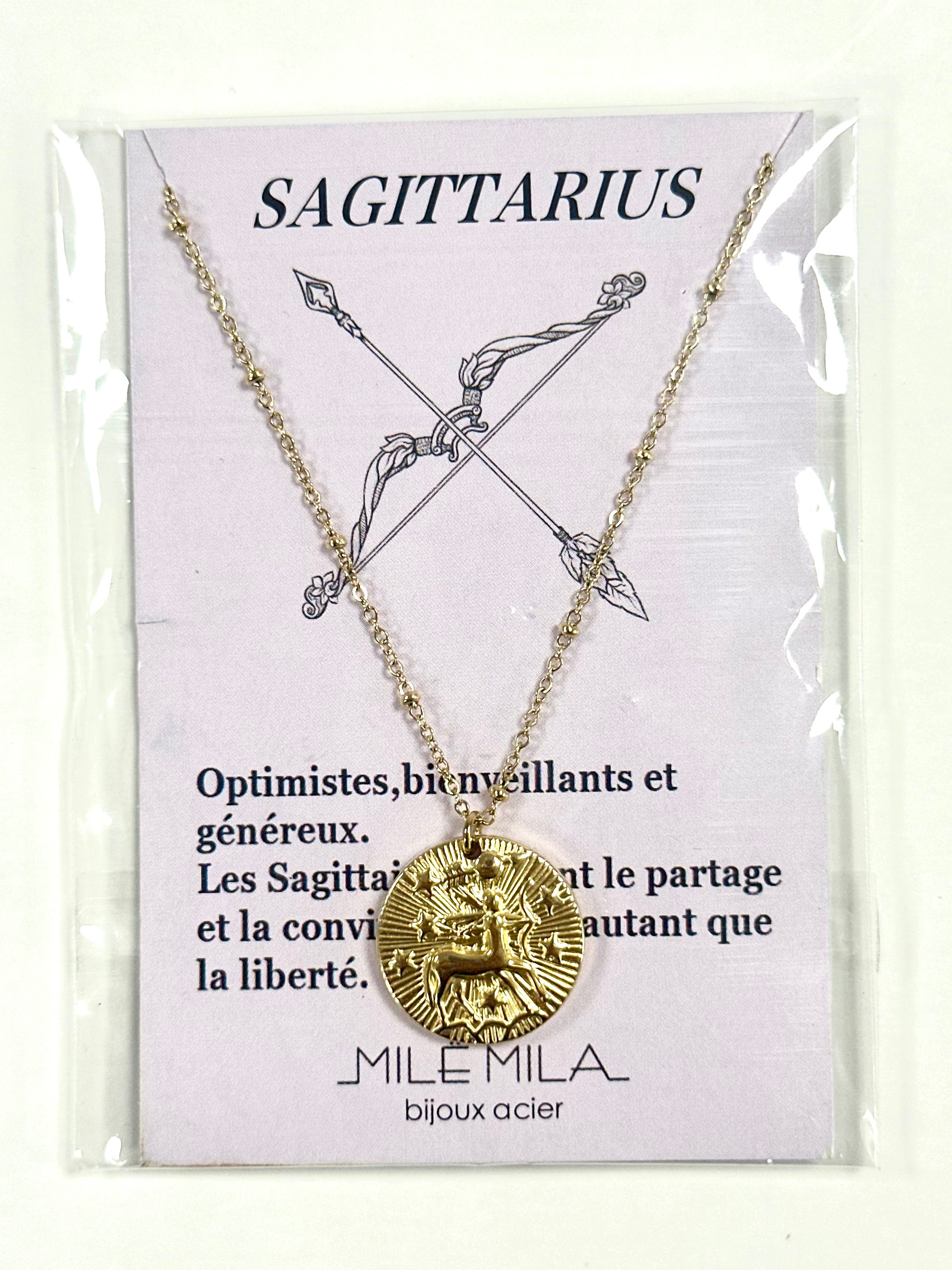 Collier zodiaque Sagittaire en acier inoxydable – La Tienda