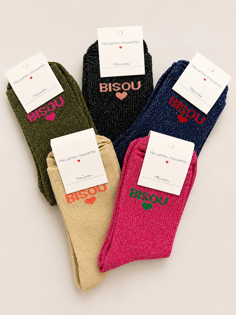 Chaussettes à paillettes « Bisous ❤️ »