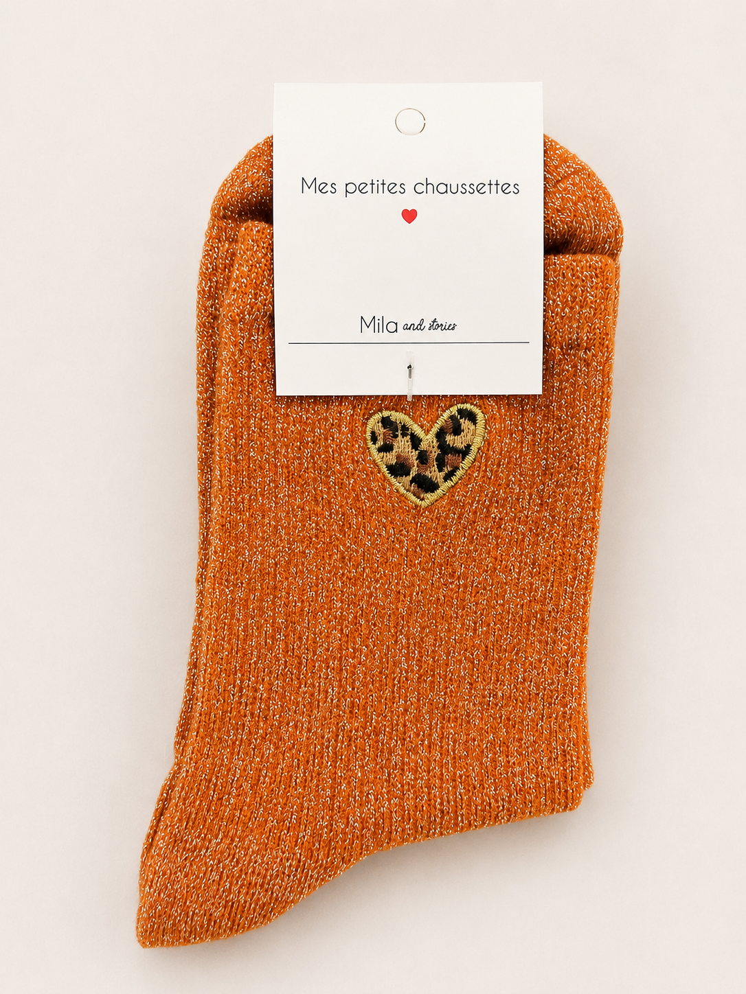Chaussettes à paillettes « Cœur léopard »