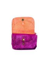 Porte-monnaie en cuir triple pochette - Rose