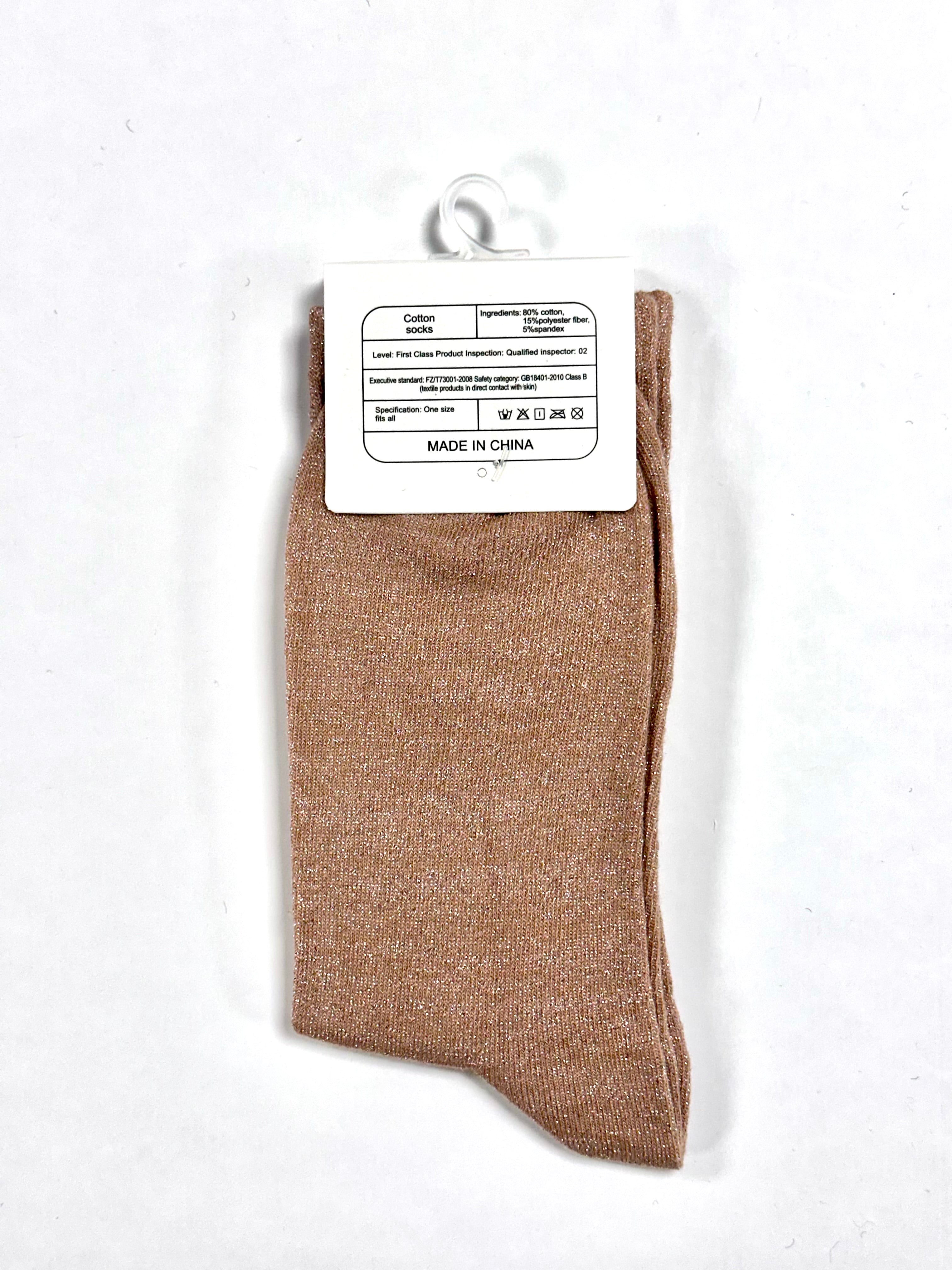 Chaussettes à paillettes « La vie en rose » - Rose pâle