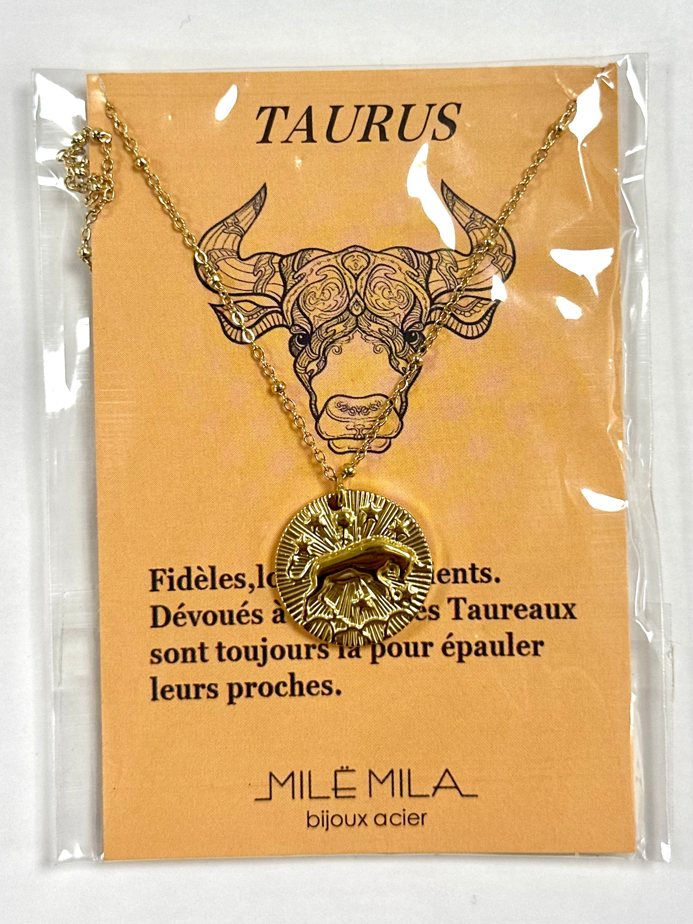 Collier zodiaque Taureau en acier inoxydable – La Tienda