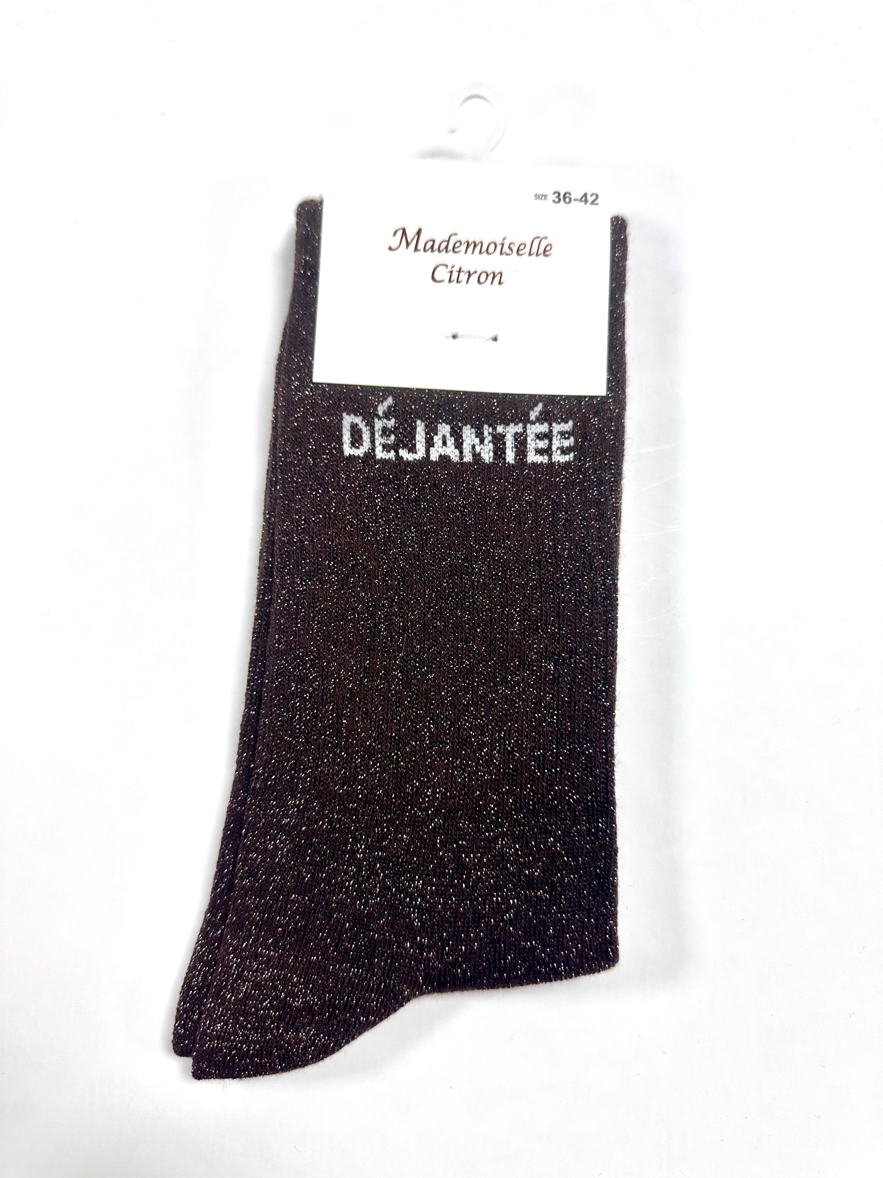 Chaussettes à Paillettes - Déjanté (Marron)