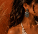 Boucles Navaro Argentées et Turquoise