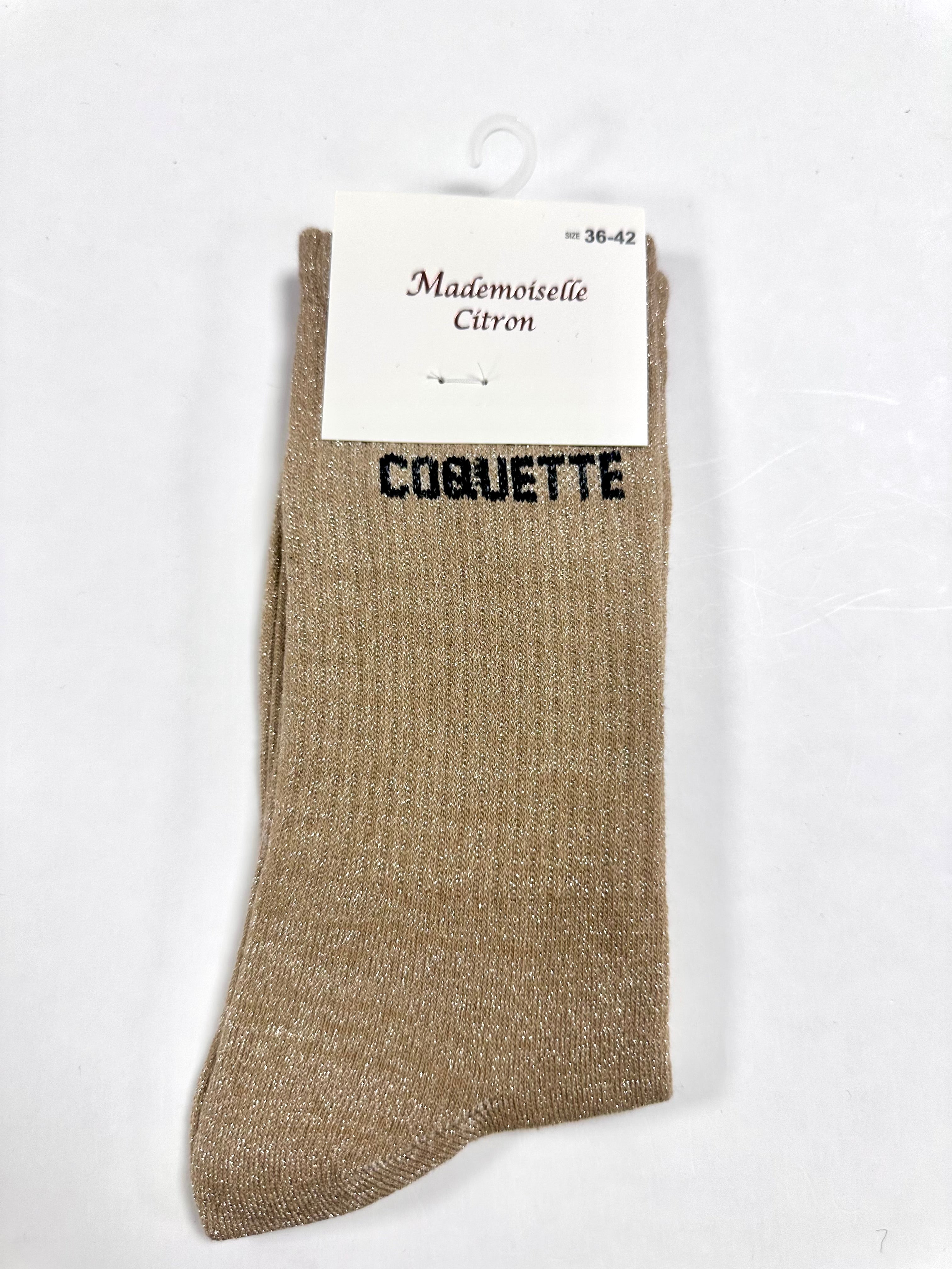 Chaussettes à Paillettes - Coquette (Beige)
