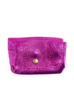Porte-monnaie en cuir triple pochette - Rose