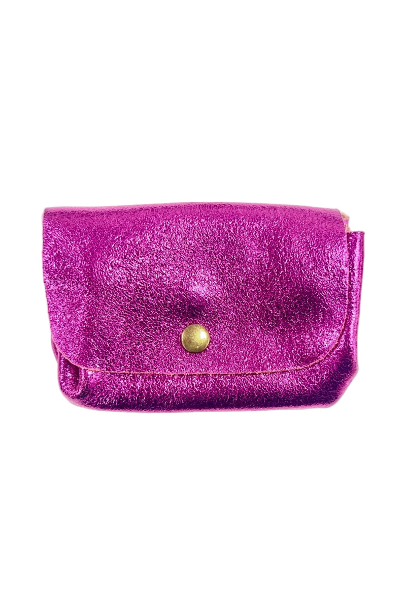 Porte-monnaie en cuir triple pochette - Rose