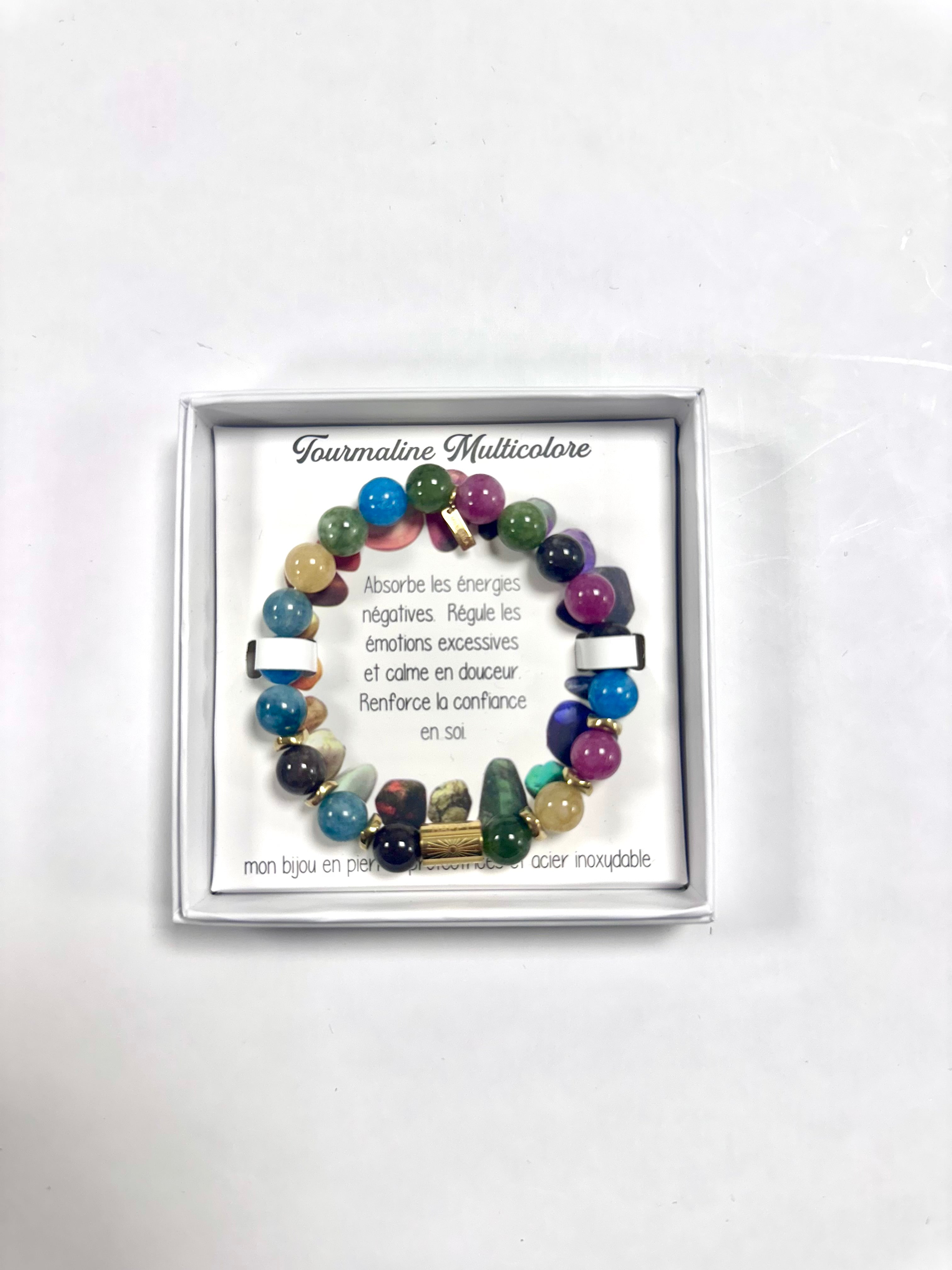 Bracelet en pierre — Tourmaline multicolore